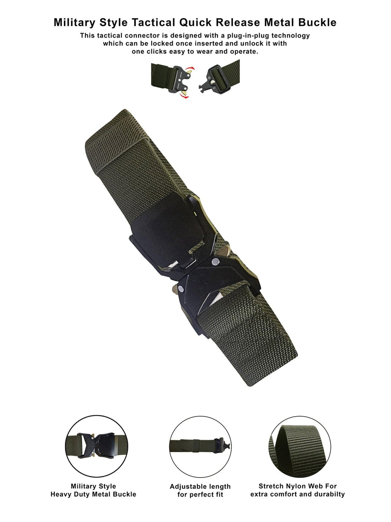  image of d555-tactical-stretch-webbing-woven-belt-with-heavy-duty-quick-release-buckle-green