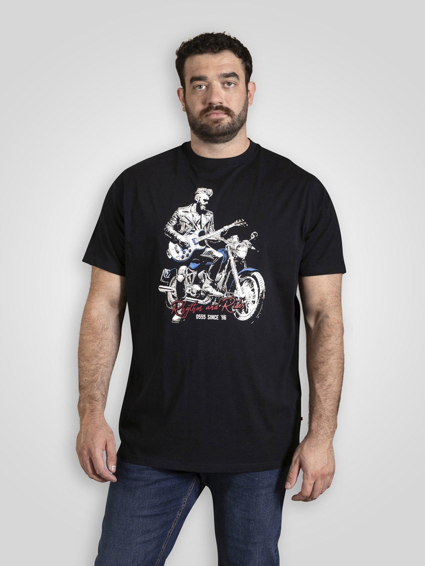  image of d555-rhythm-and-rides-motorbike-printed-crew-neck-t-shirt-navy