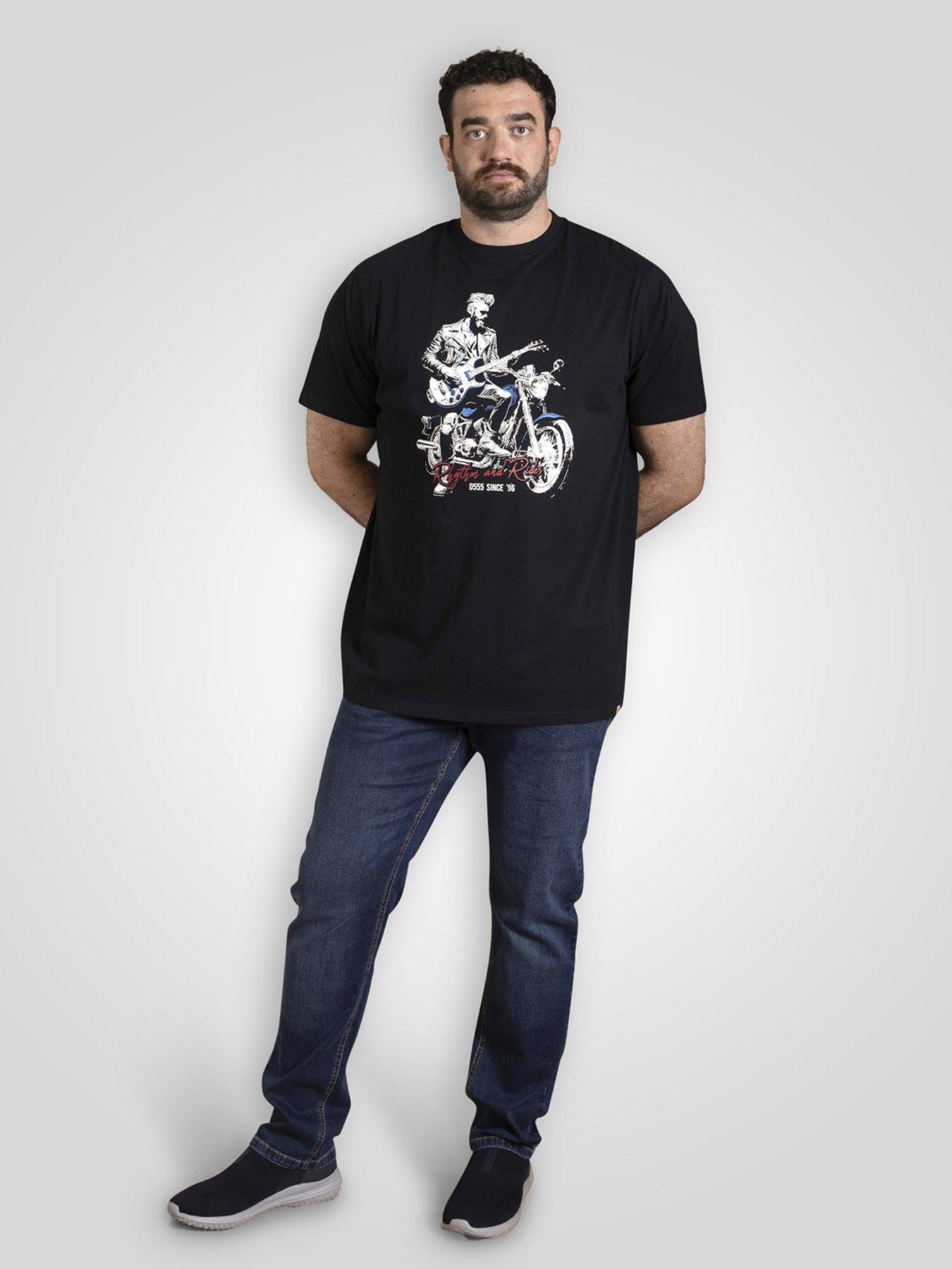  image of d555-rhythm-and-rides-motorbike-printed-crew-neck-t-shirt-navy