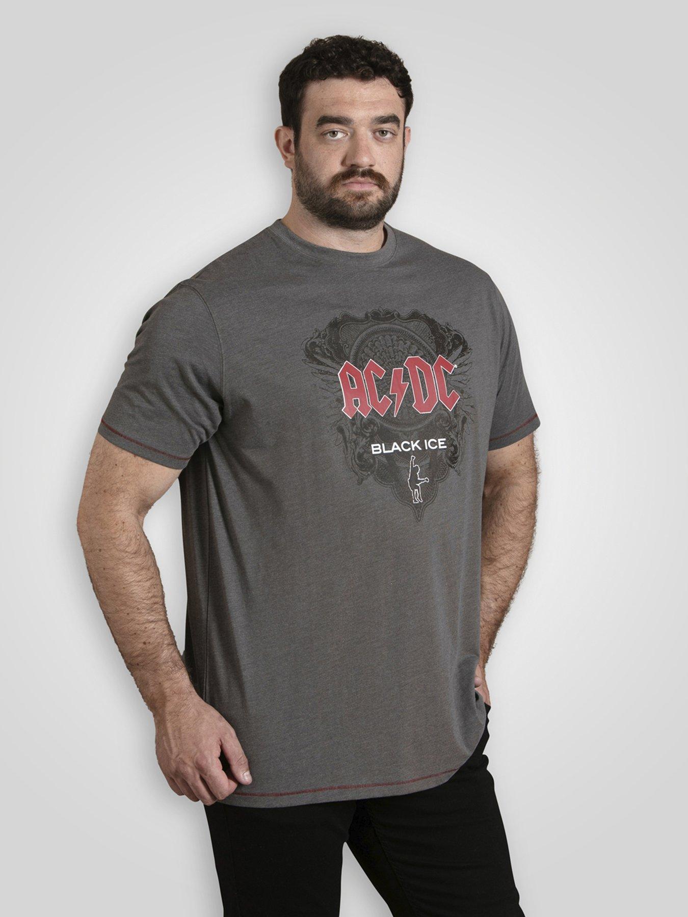D555 Official Acdc Black Ice Printed Crew Neck T-Shirt - Grey