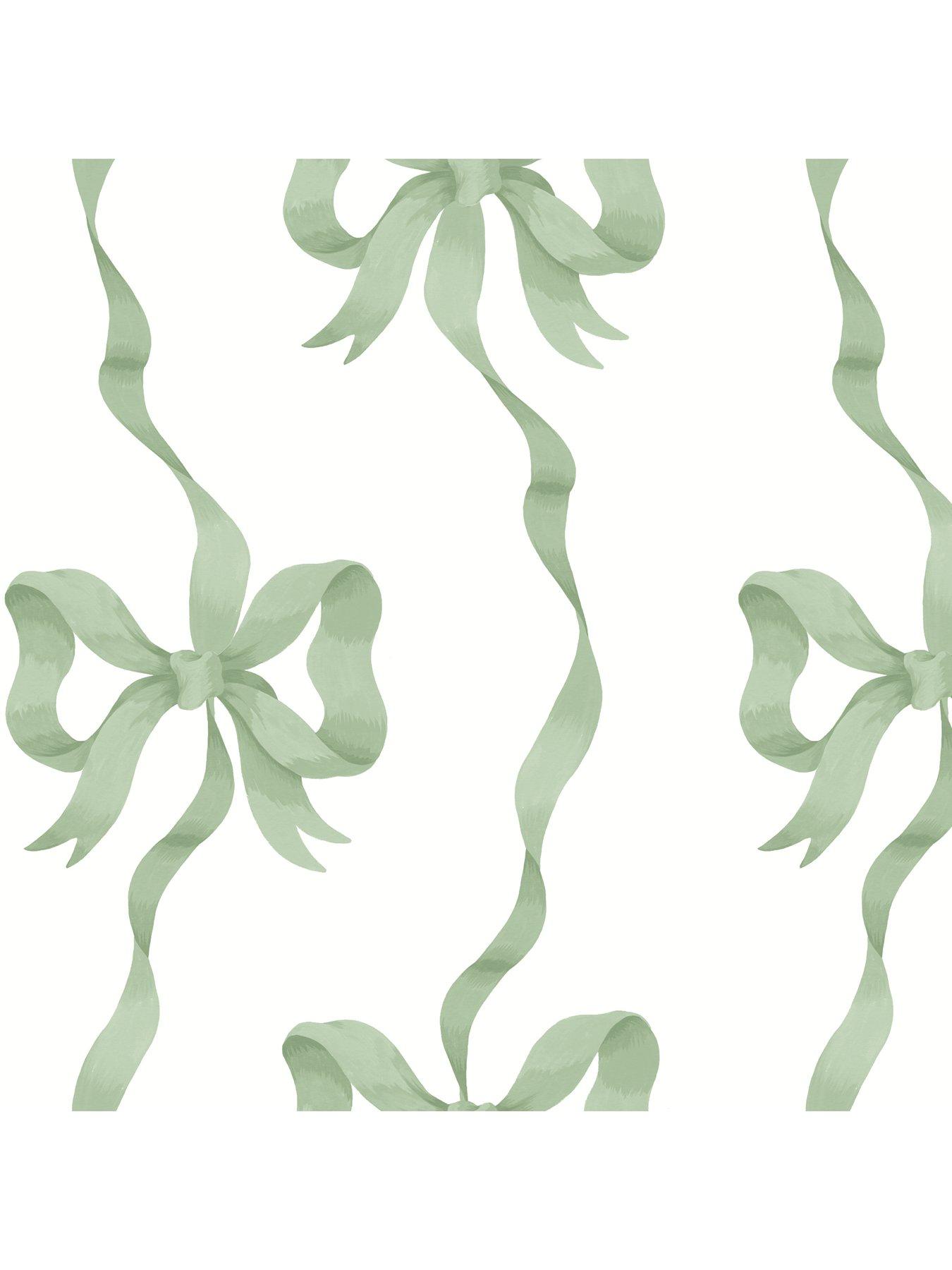 Image 3 of 3 of Cath Kidston Ribbon Bow Sage Wallpaper