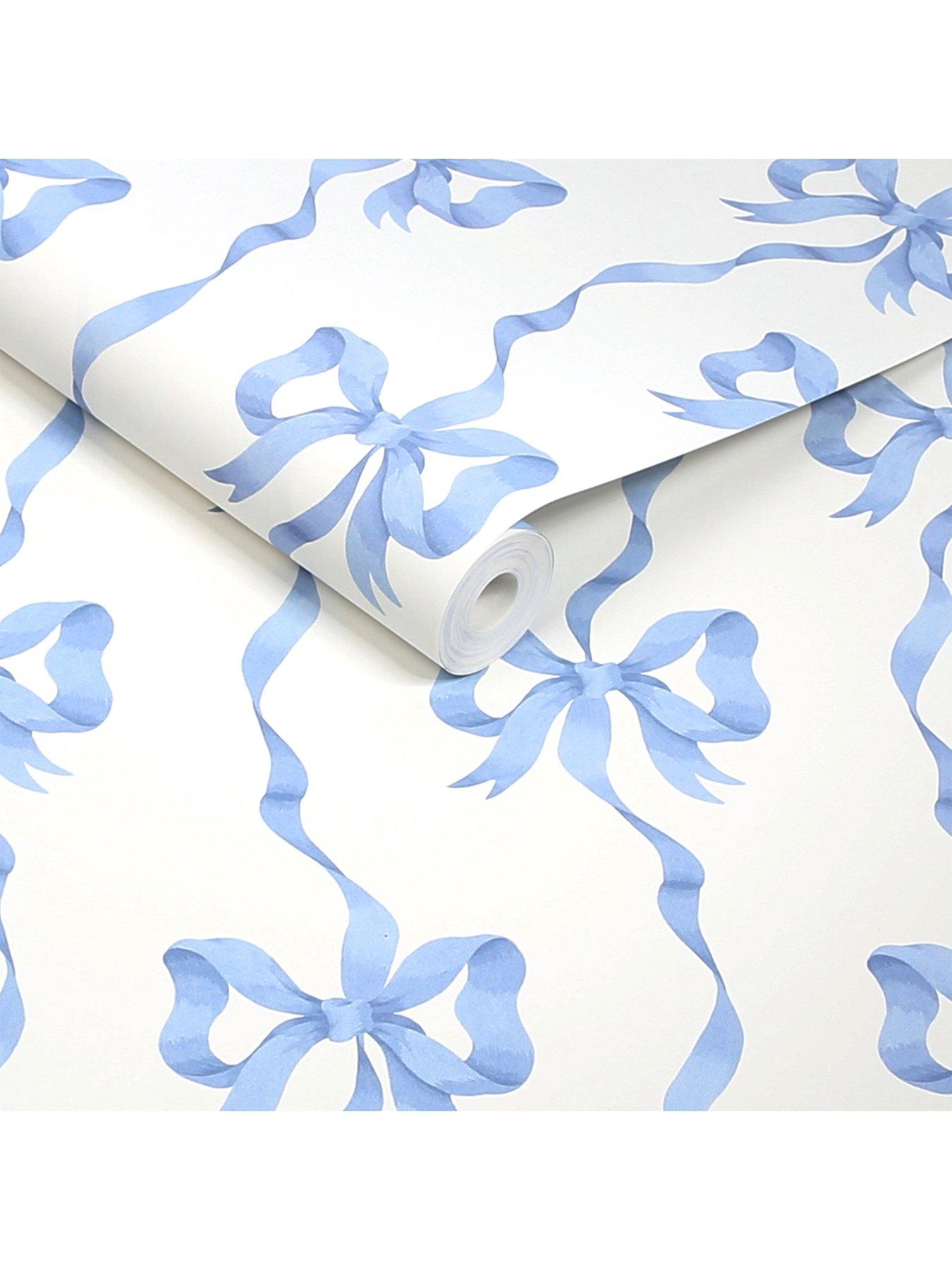  image of cath-kidston-ribbon-bow-blue-wallpaper