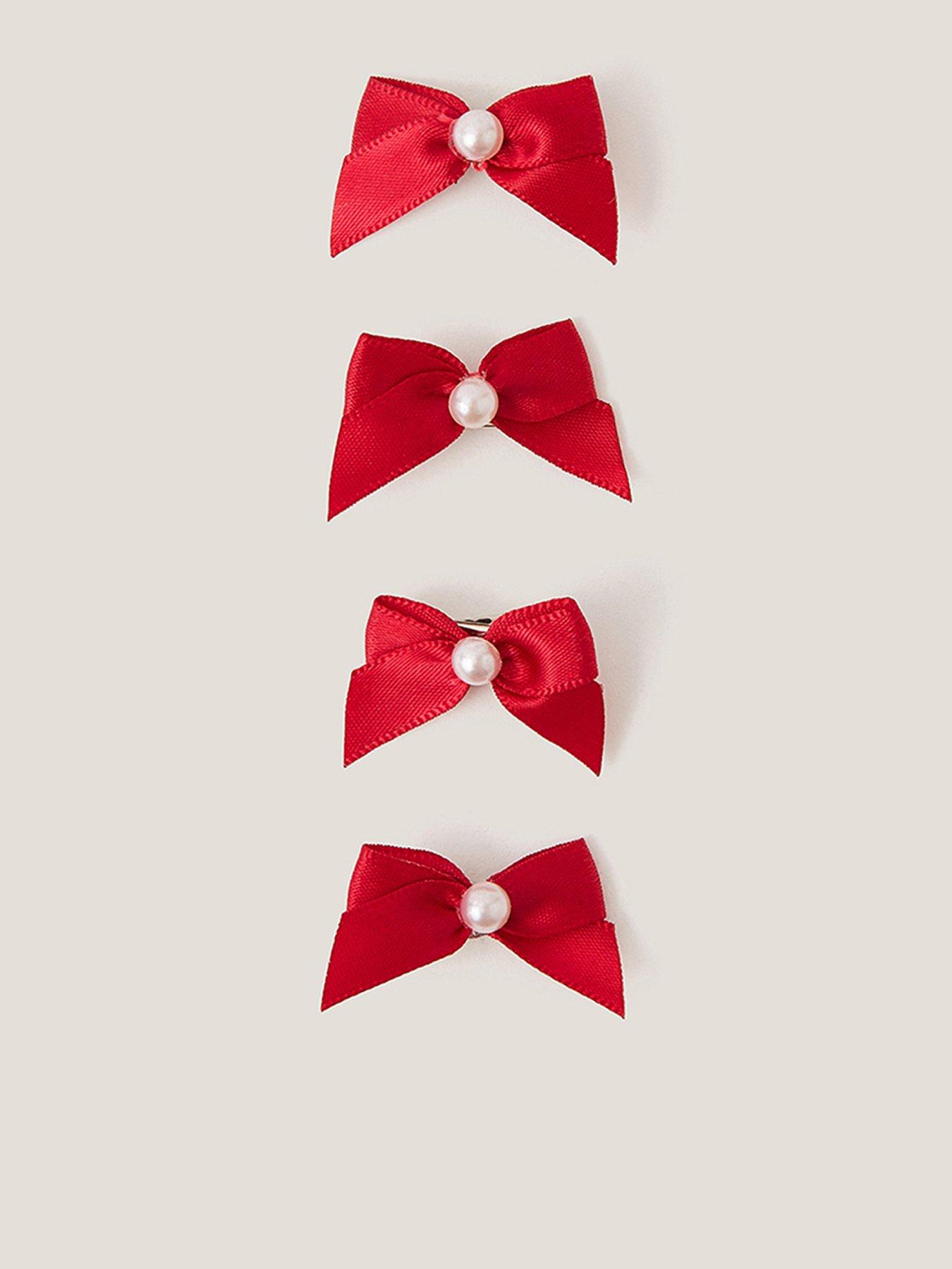  image of monsoon-girls-4-pack-mini-bow-hair-clips-red