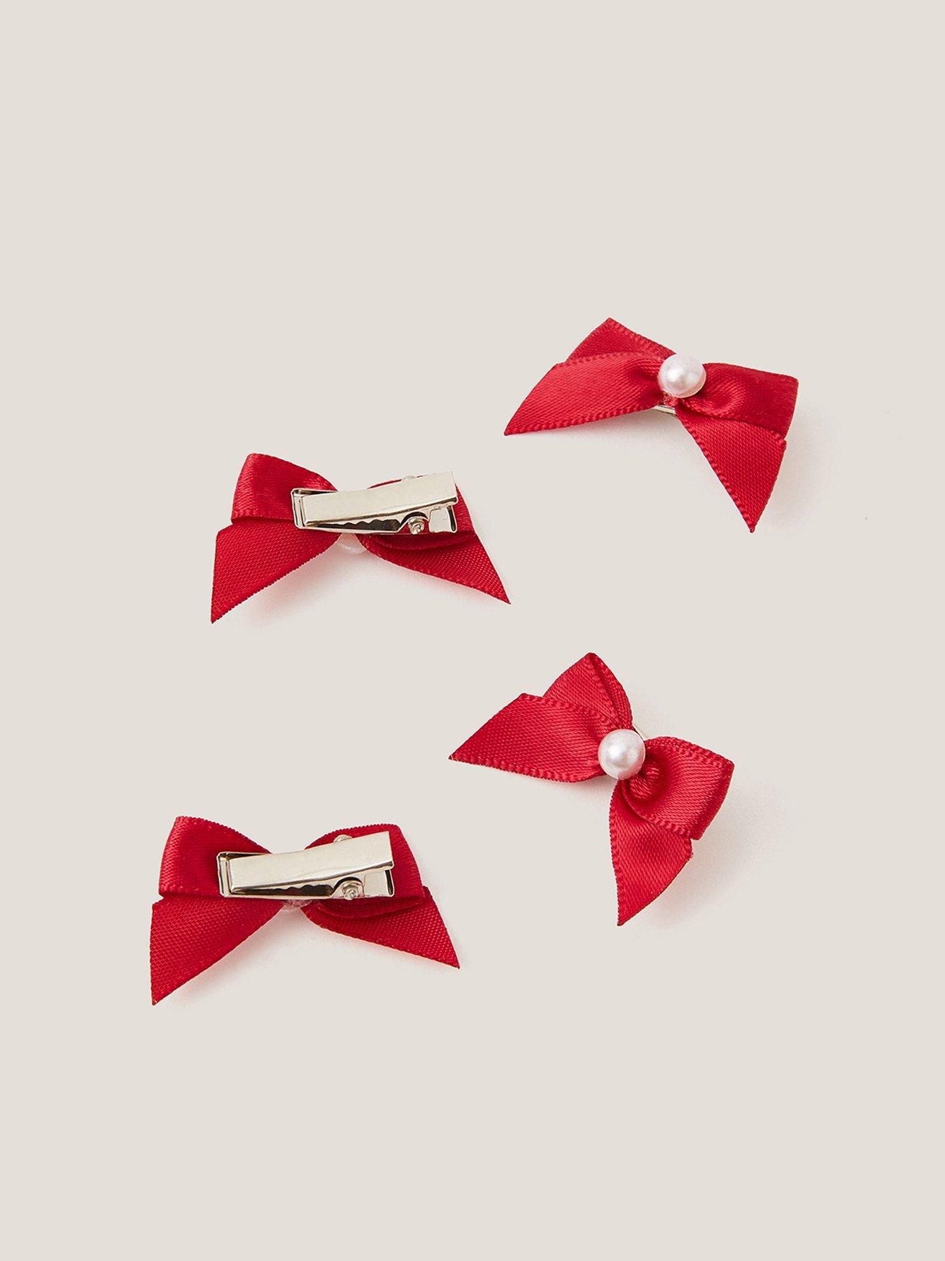  image of monsoon-girls-4-pack-mini-bow-hair-clips-red