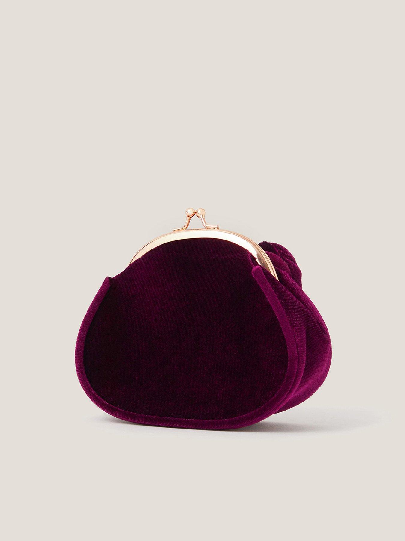  image of monsoon-girls-velvet-roses-frame-bag-dark-red