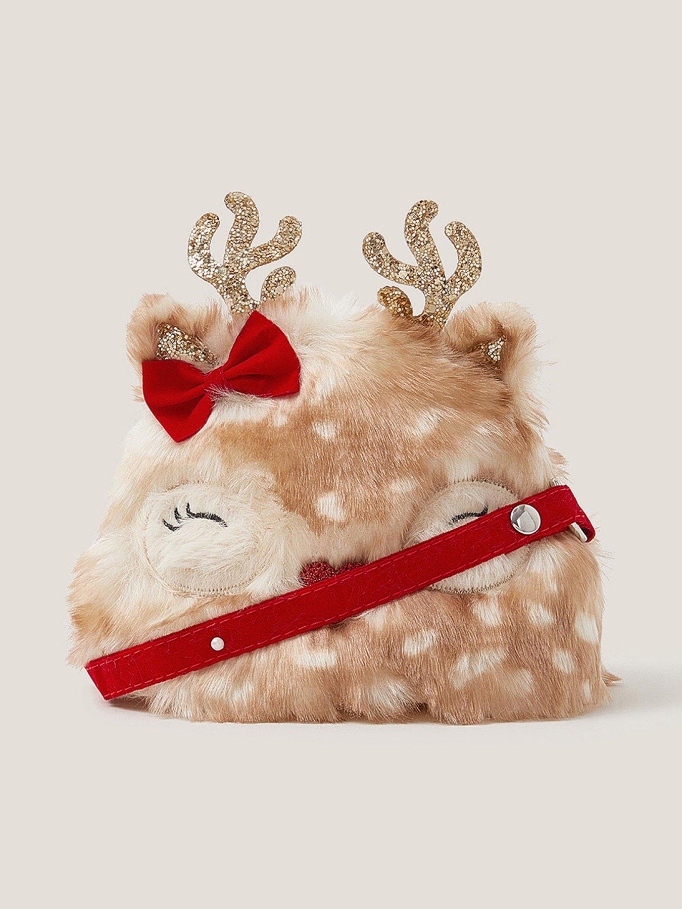 Monsoon Girls Reindeer Fluffy Bag - Multi