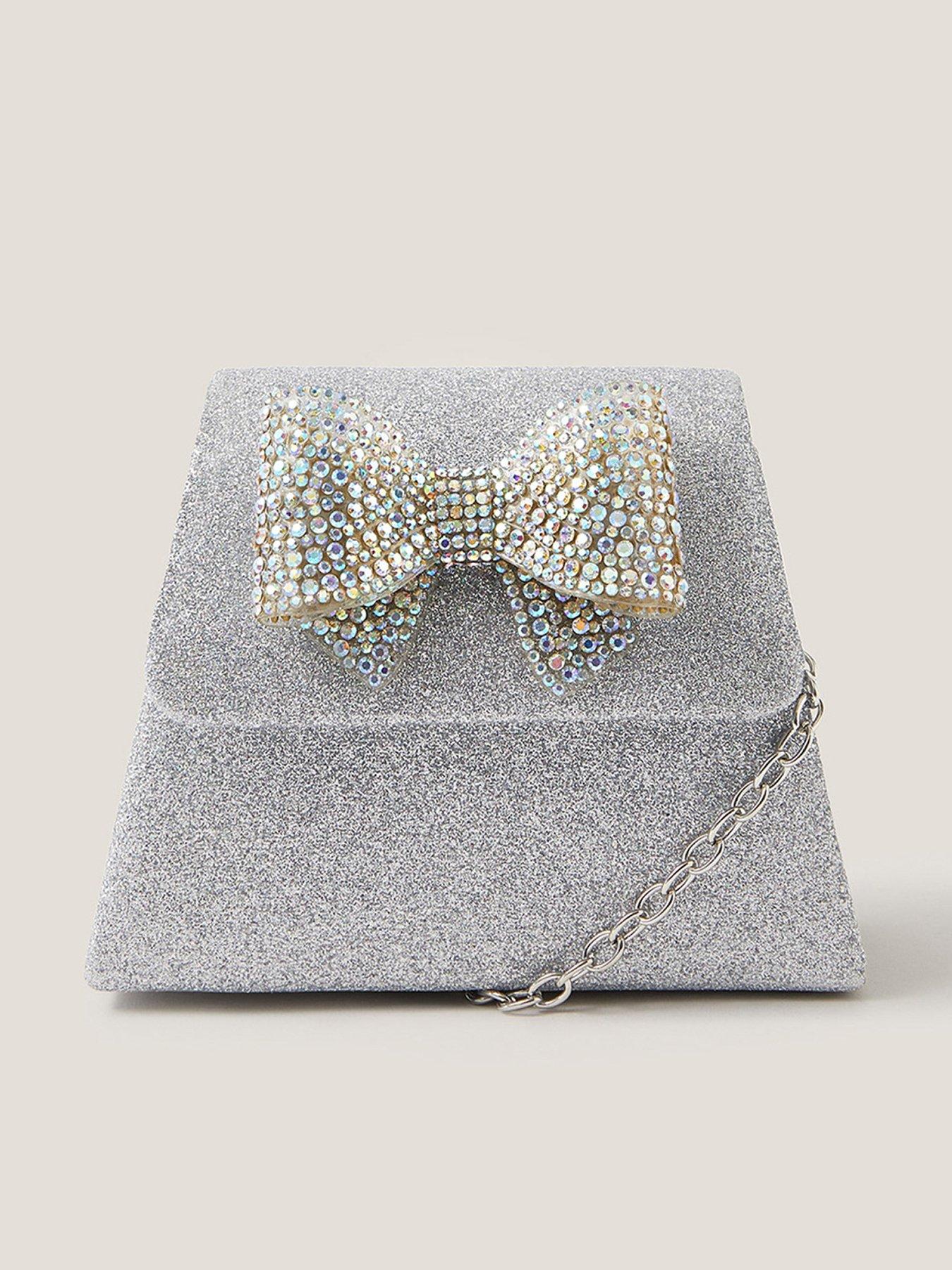 Monsoon Girls Twinkle Dazzle Bow Bag - Silver