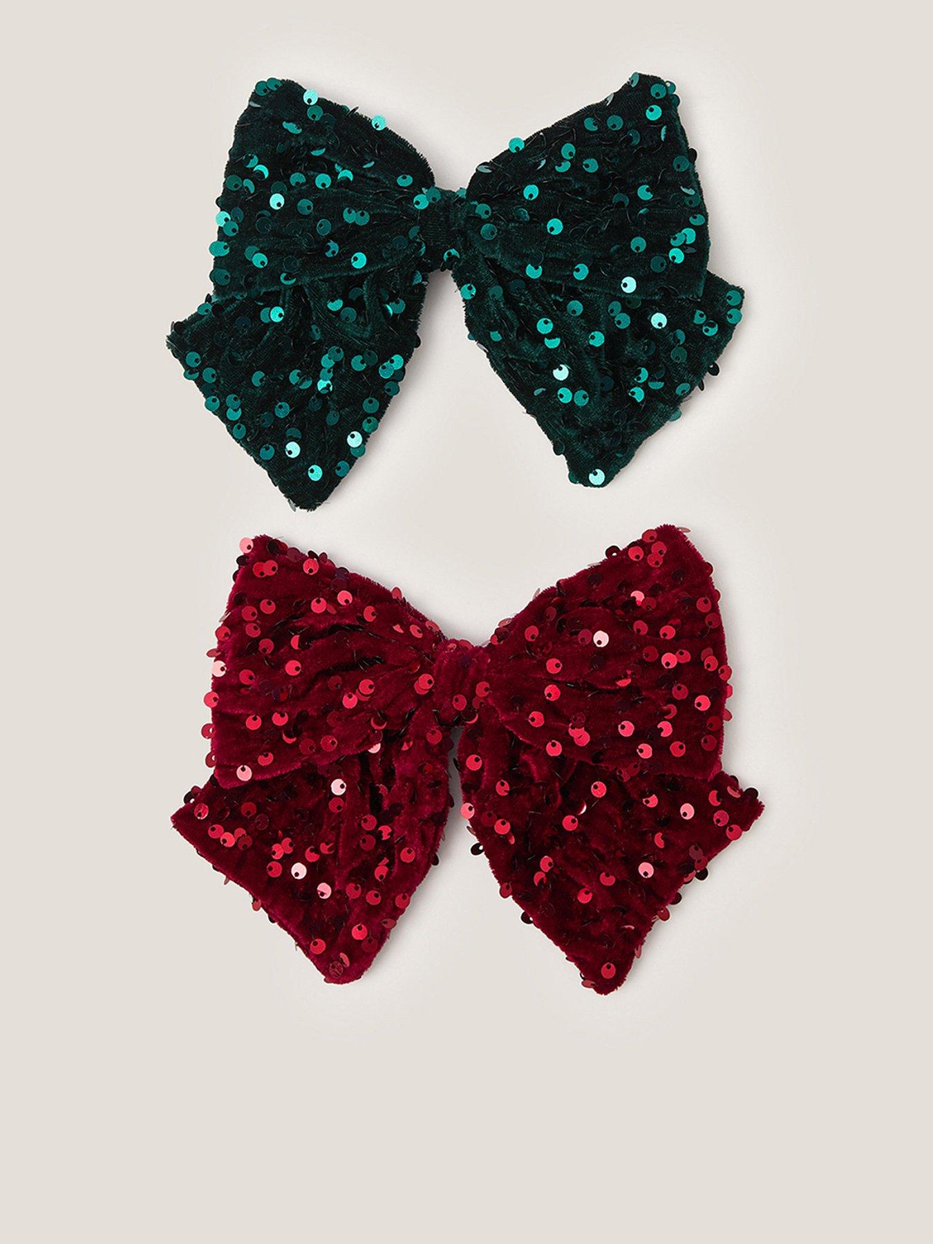 Monsoon Girls 2 Pack Sequin Festive Bow Hair Clips - Multi