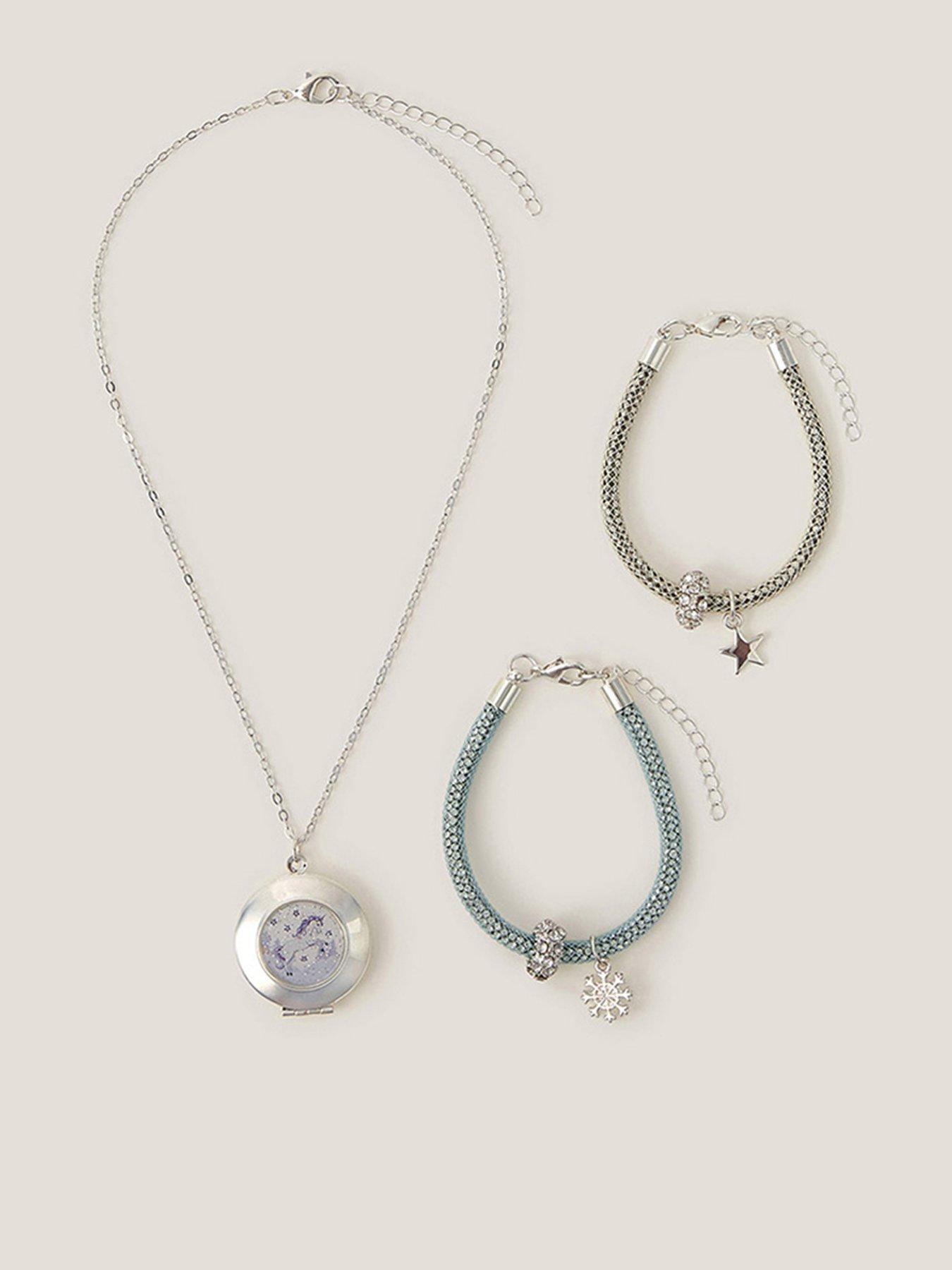  image of monsoon-girls-frosted-jewellery-gift-set-silver