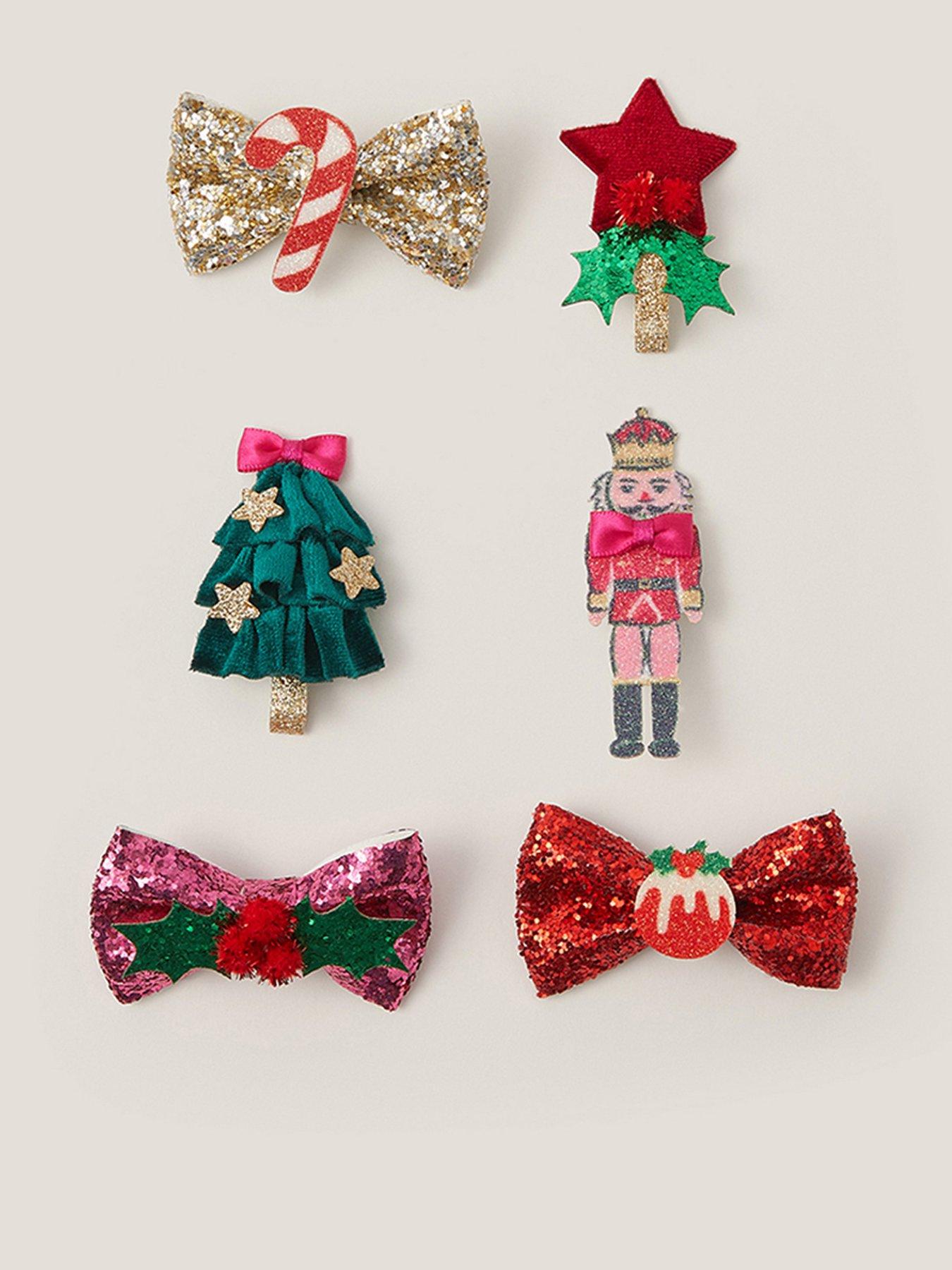 Monsoon Girls 6 Pack Festive Hair Clips - Multi