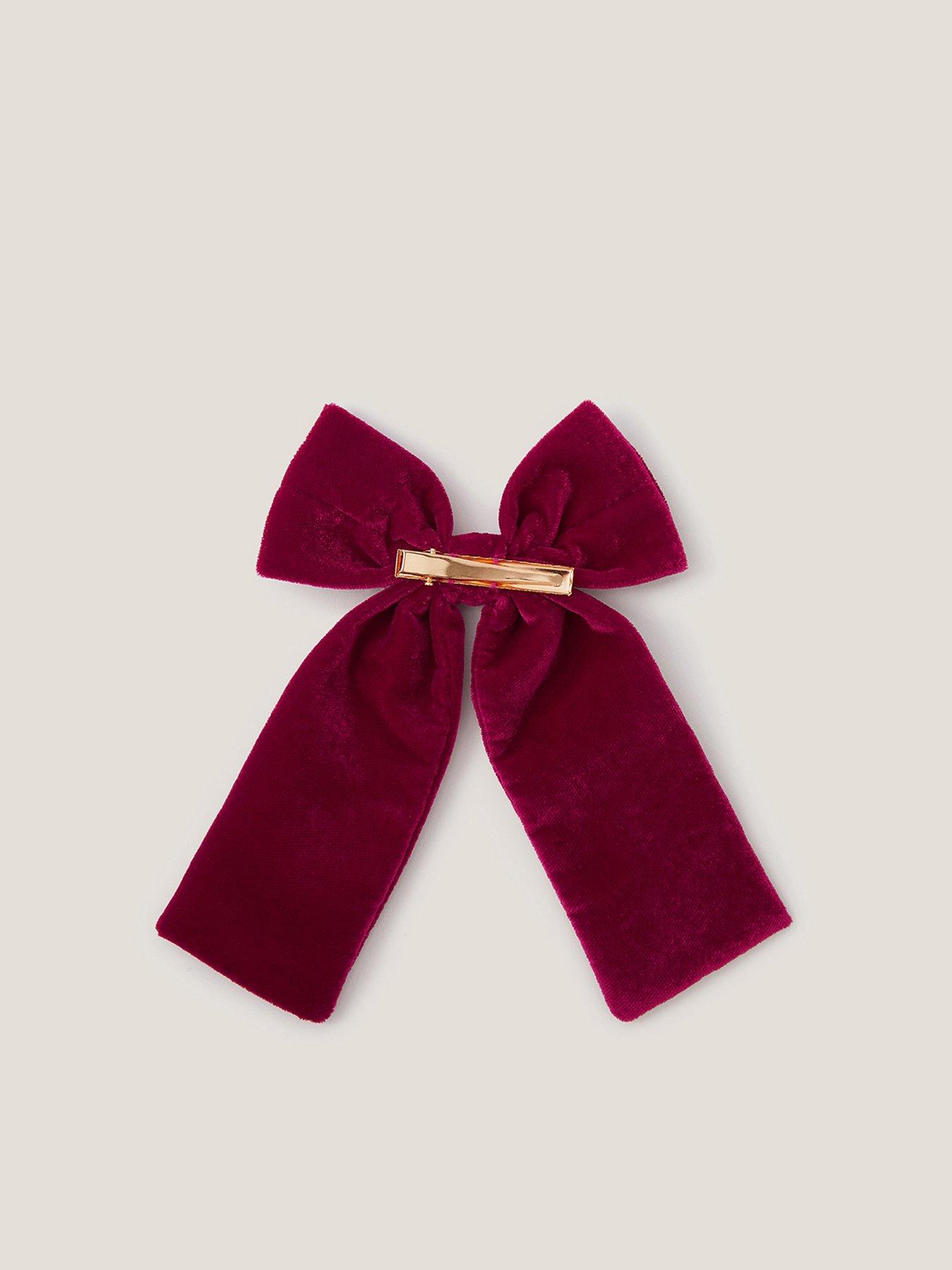  image of monsoon-girls-initial-bow-hair-clip-dark-red