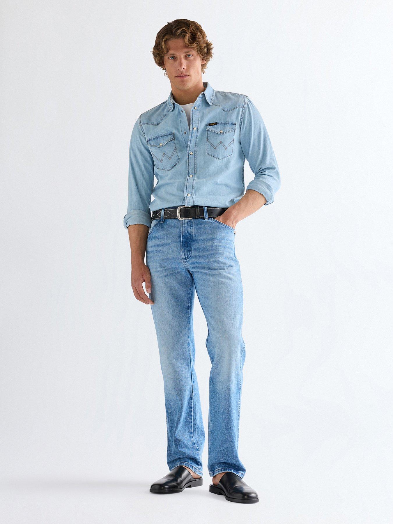  image of wrangler-13mwz-regular-straight-jeans-light-blue