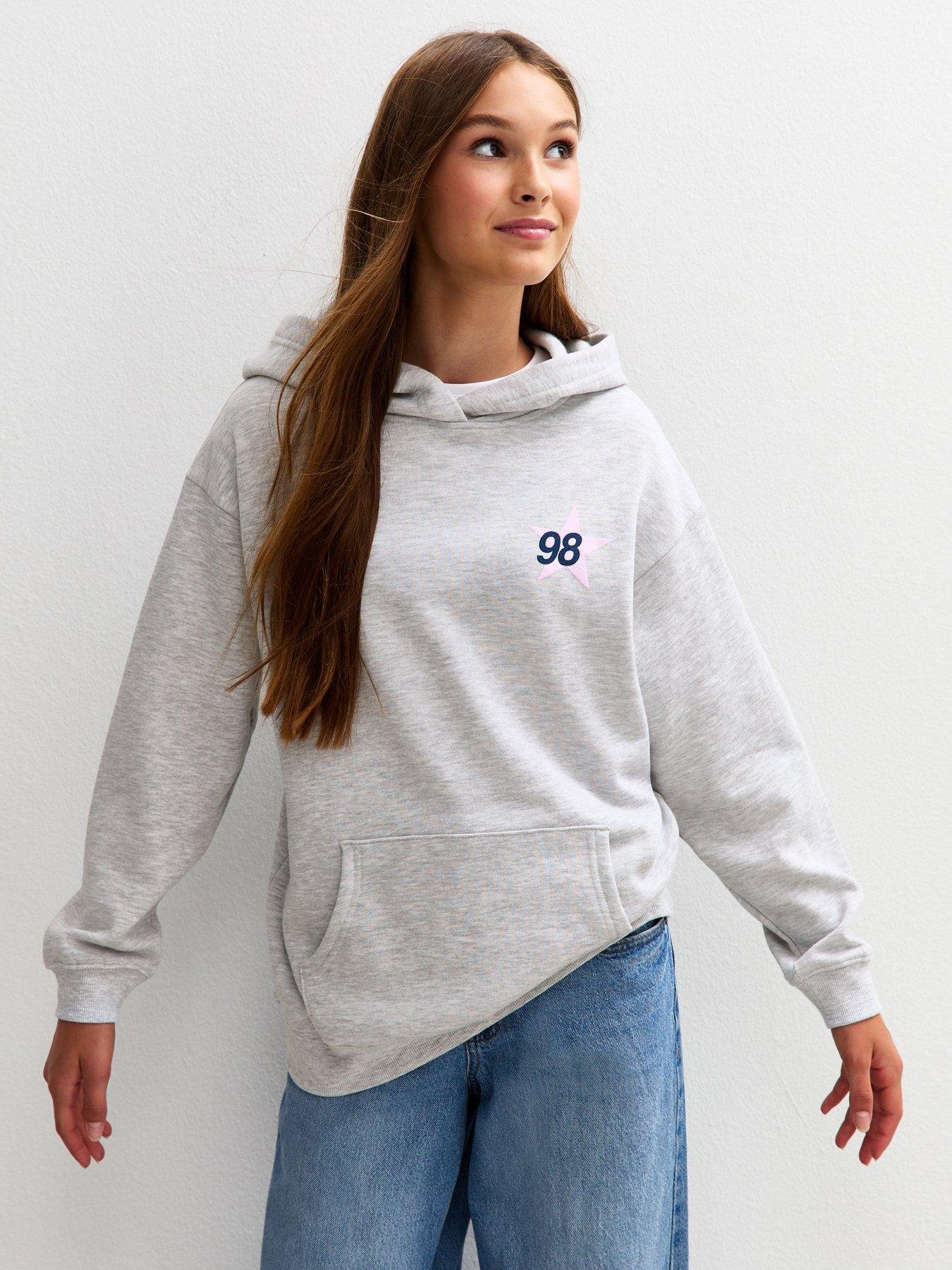 New Look 915 Girls Mid Star 98 Print Hoodie - Grey