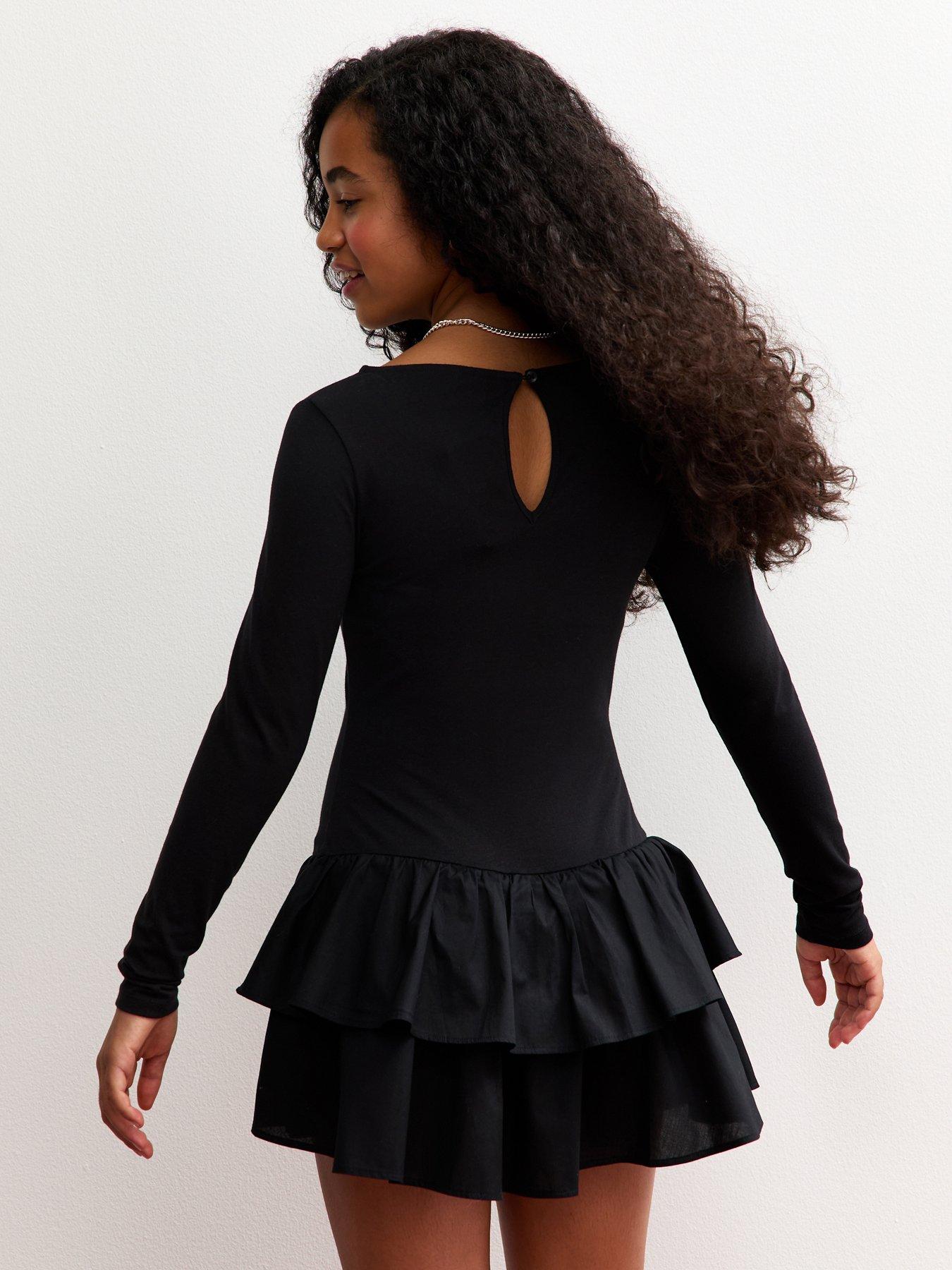 Image 2 of 4 of New Look 915 Girls Long Sleeve Rara Skirt Dress - Black