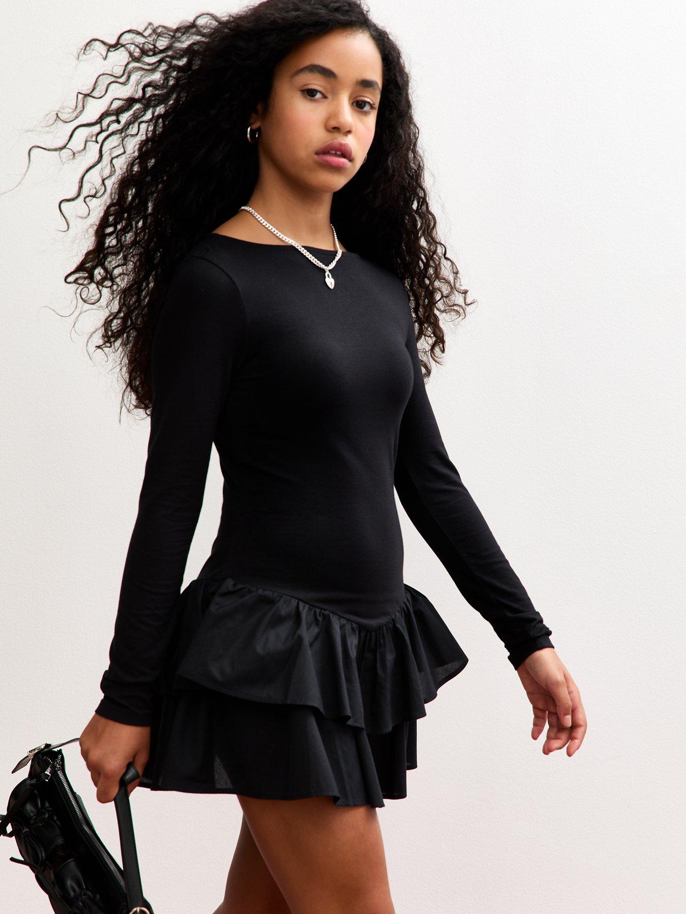 Image 3 of 4 of New Look 915 Girls Long Sleeve Rara Skirt Dress - Black