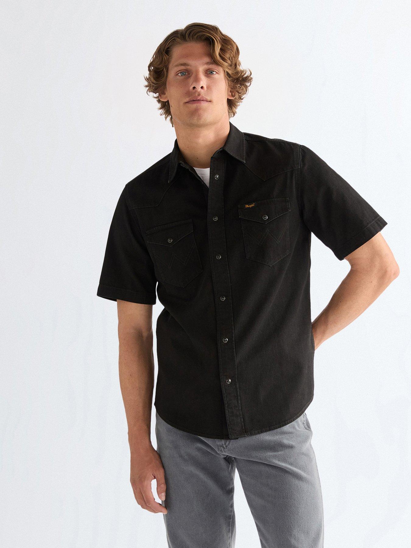 wrangler-western-denim-short-sleeve-shirt-black