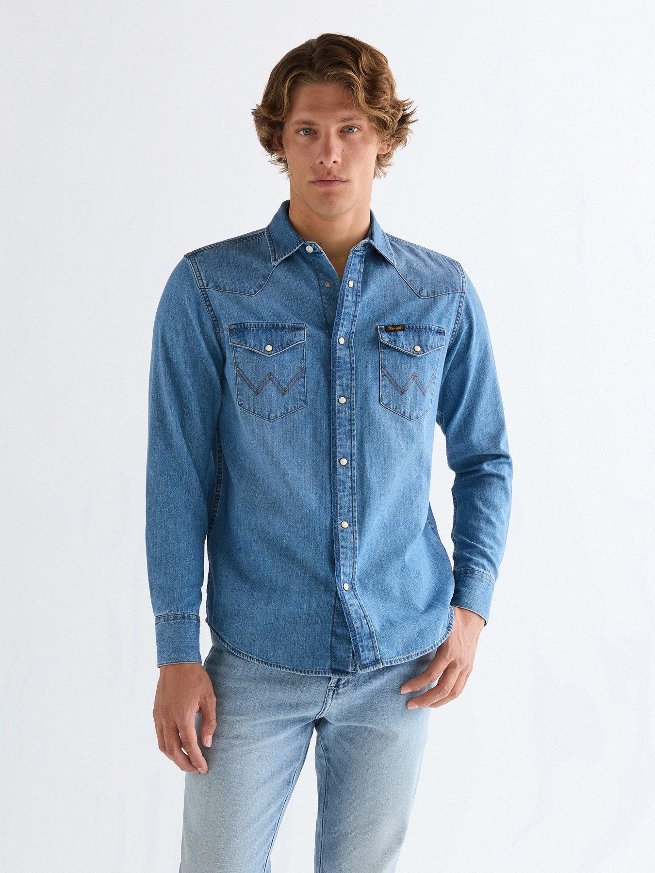 wrangler-western-denim-long-sleeve-shirt-blue
