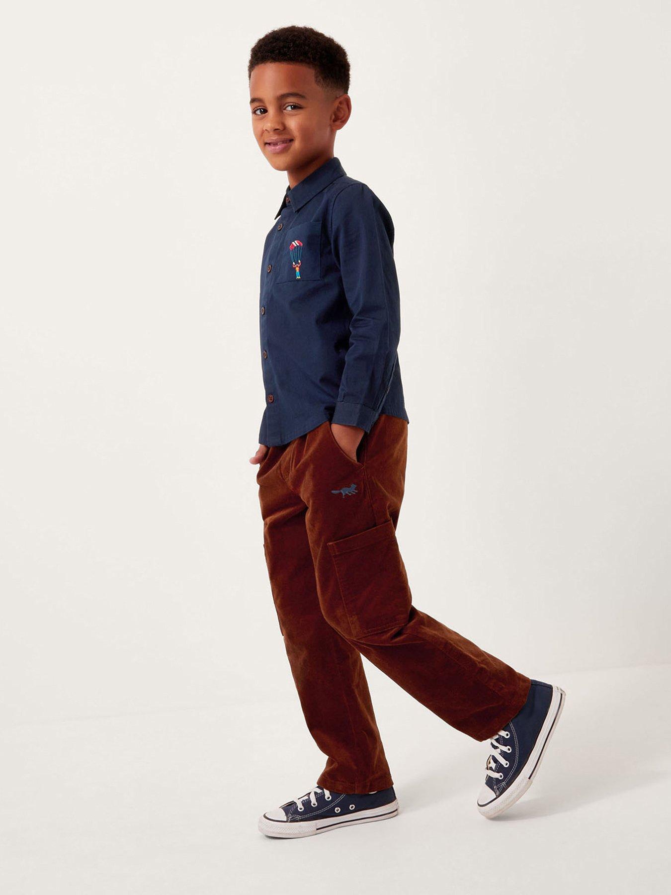 Monsoon Boys Twill Shirt With Embroidered Pocket - Blue