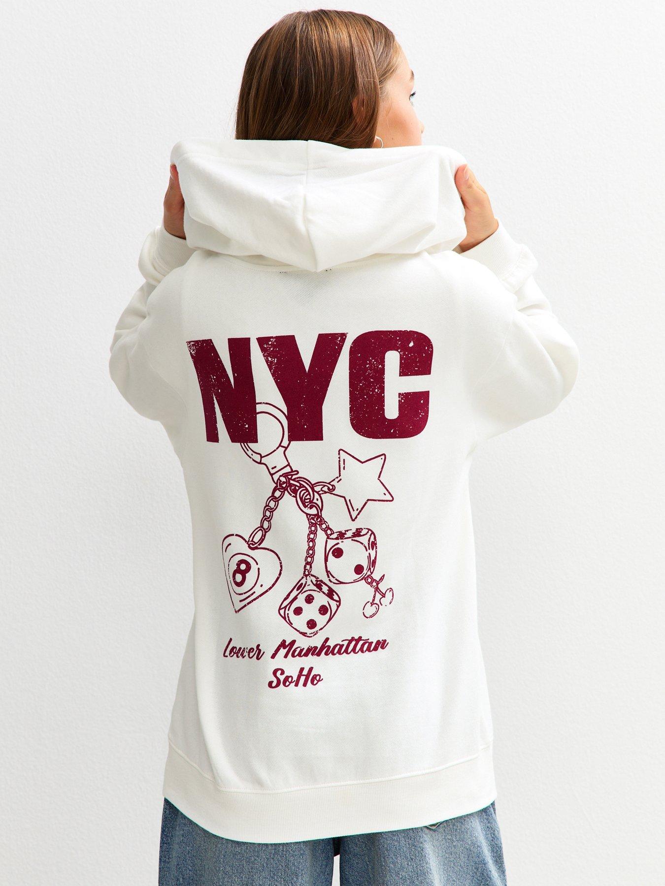 New Look 915 Girls Cotton NYC Logo Hoodie - Cream