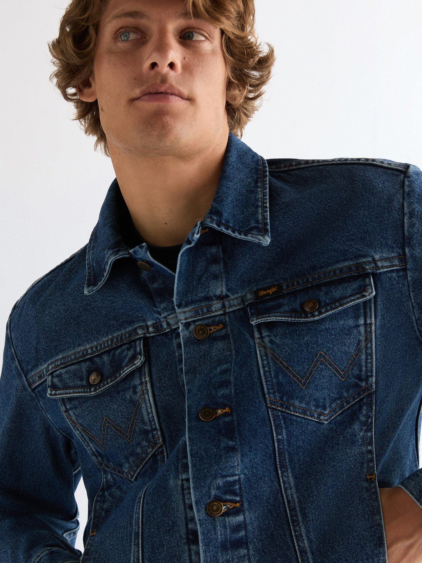 Image 4 of 5 of Wrangler Cowboy Cut Denim Jacket - Dark Blue
