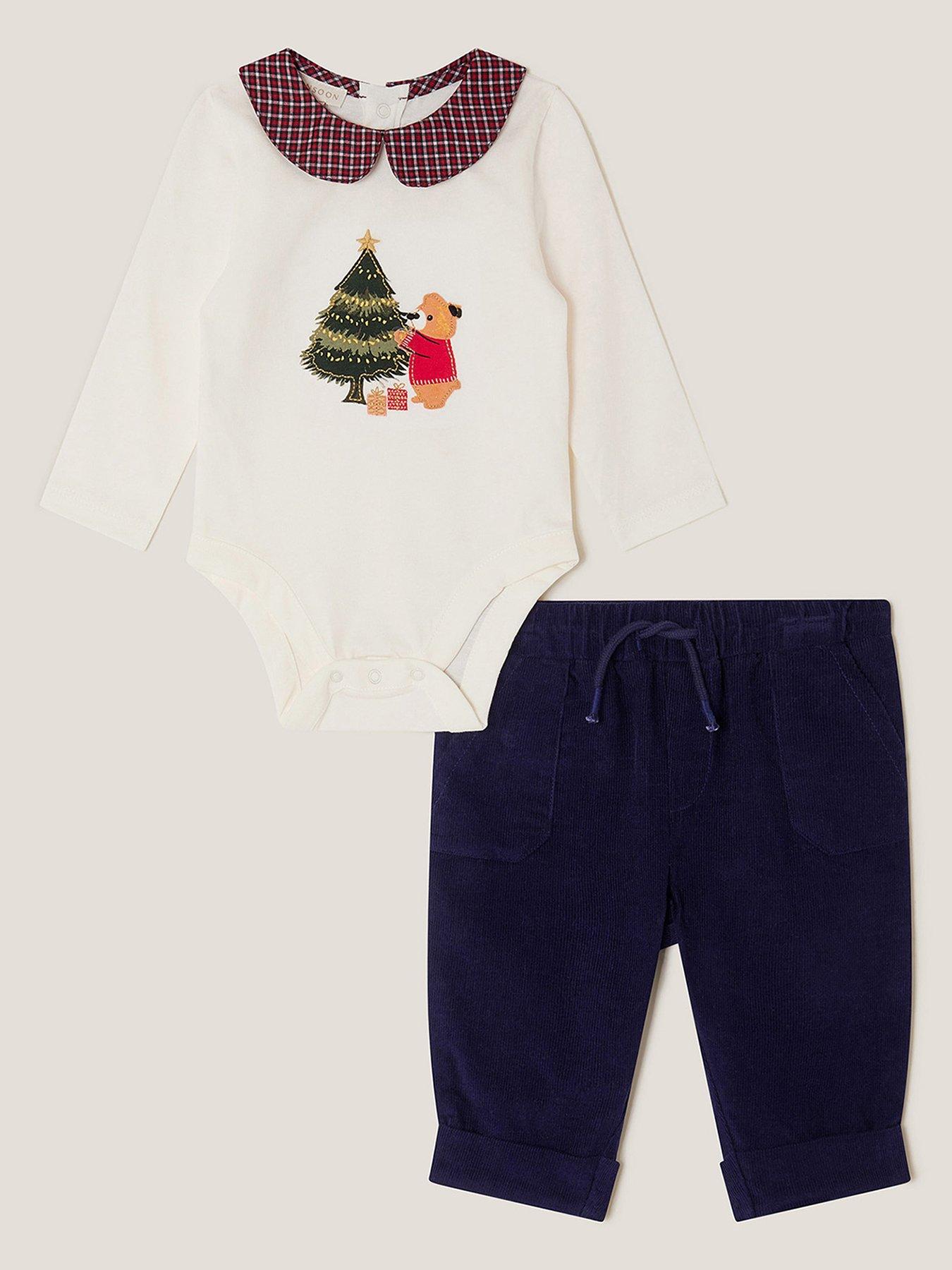 Monsoon Baby Boys Christmas Guard Bear Bodysuit And Trouser Set - Navy