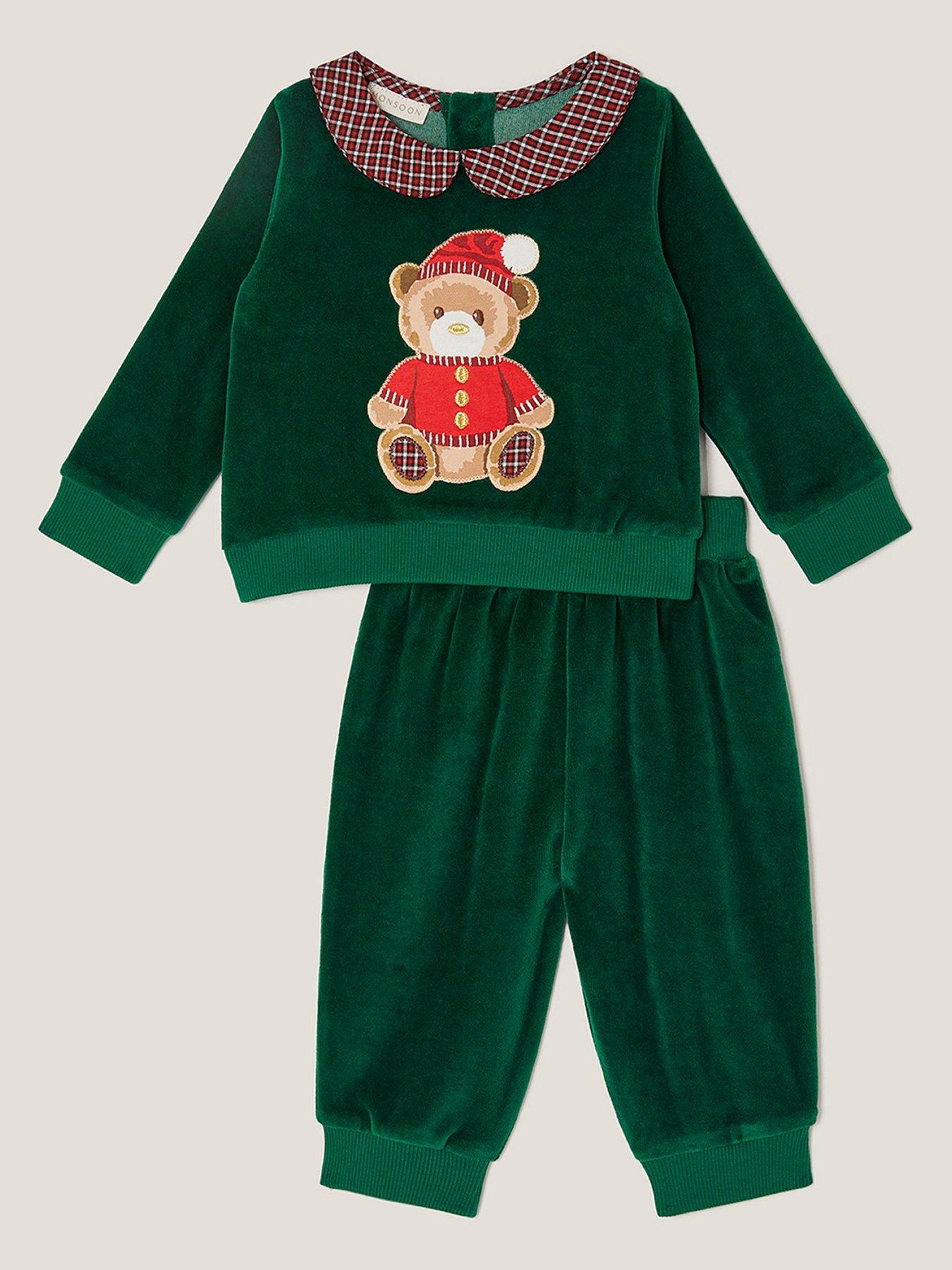 Monsoon Baby Boys Bear Jumper  &  Jogger Set - Green