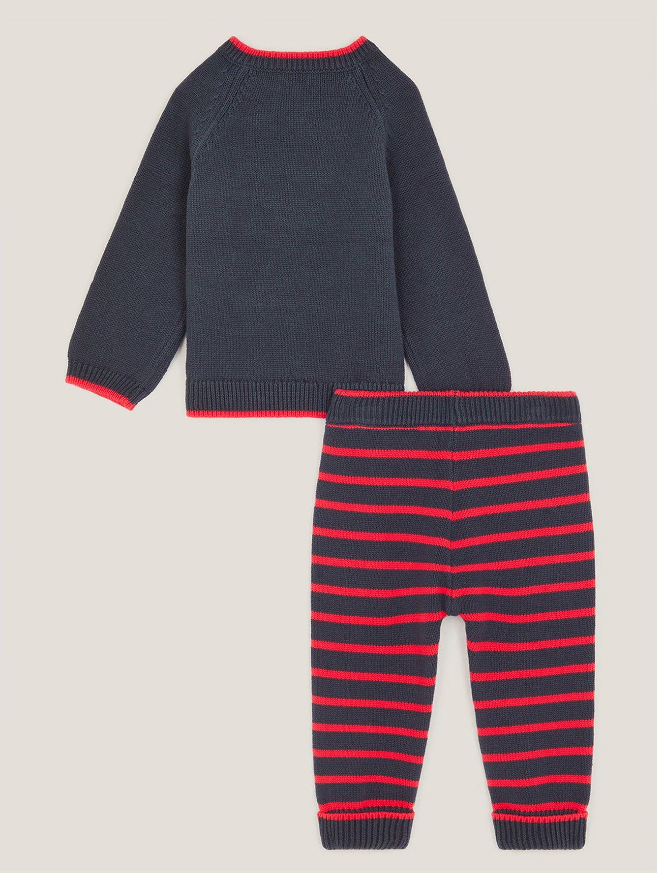  image of monsoon-baby-boys-guard-bear-knitted-jumper-amp-jogger-set-navy