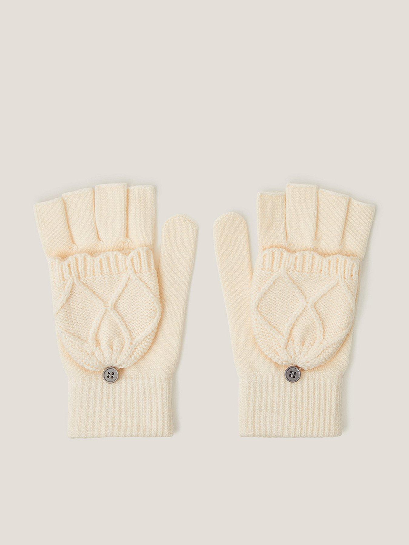  image of monsoon-girls-criss-cross-glam-gloves-light-cream