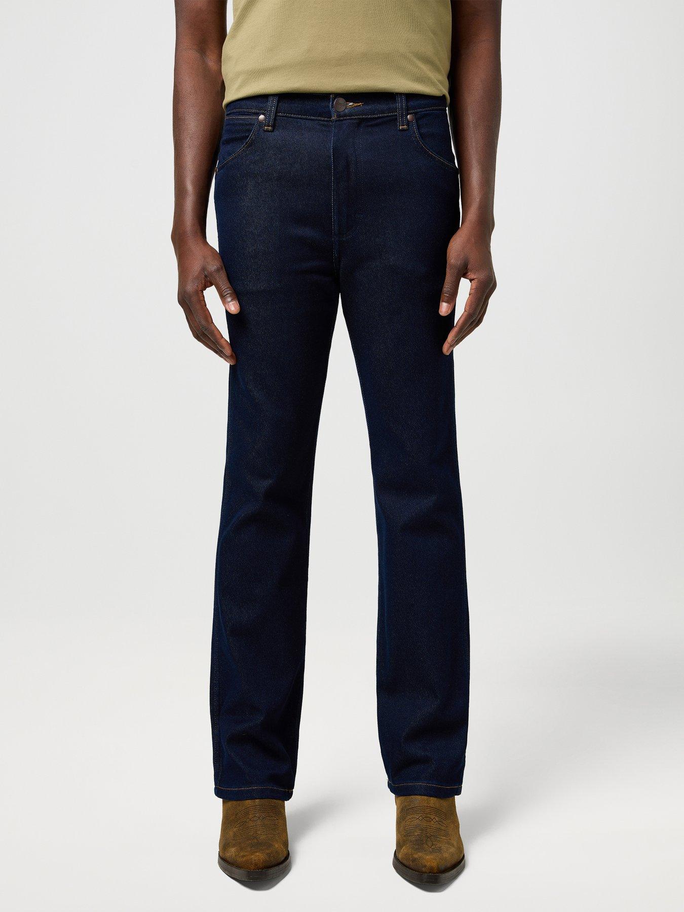 Image 1 of 6 of Wrangler Wrancher Regular Bootcut Jeans - Dark Blue