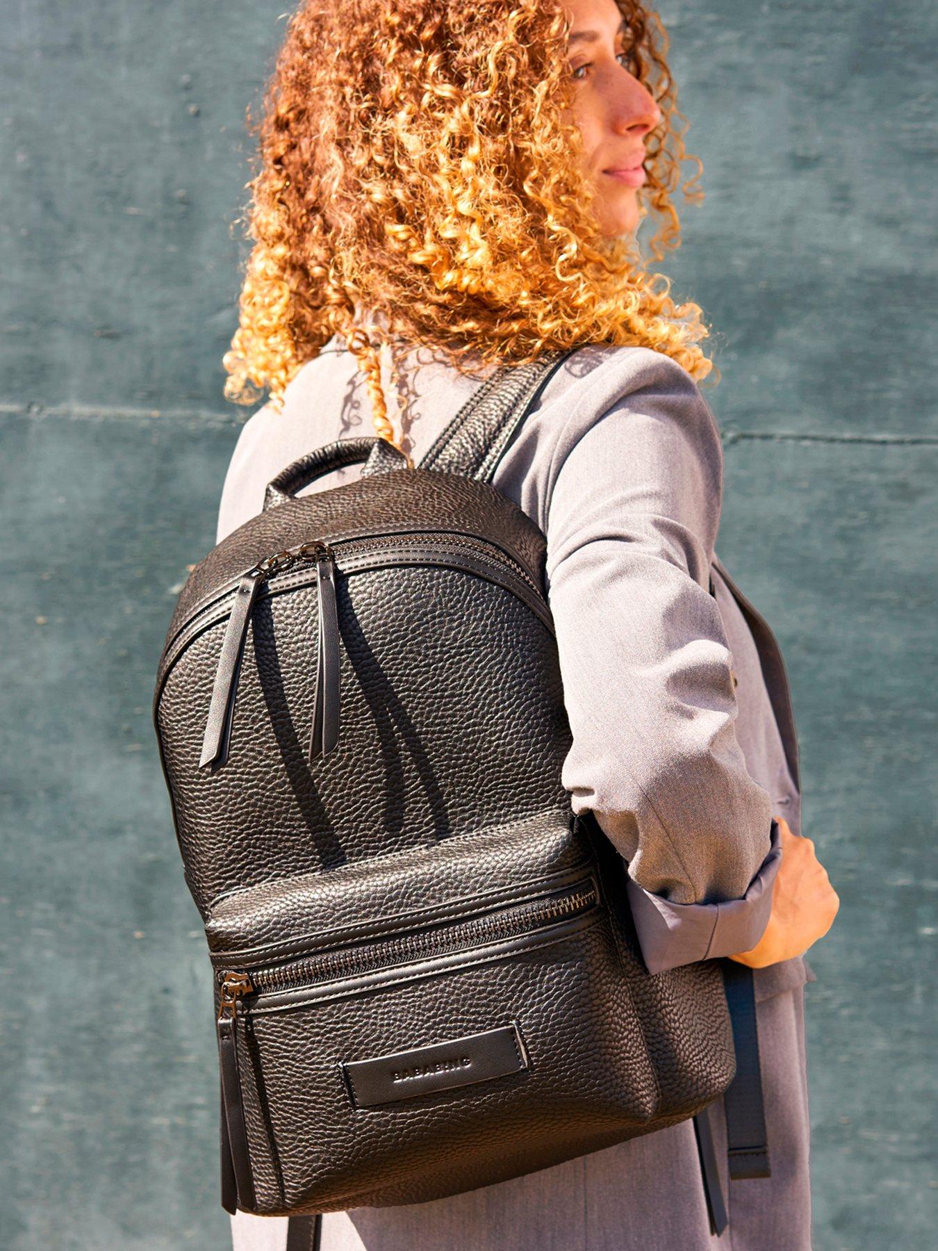  image of bababing-luca-tumbled-vegan-leather-backpack-black