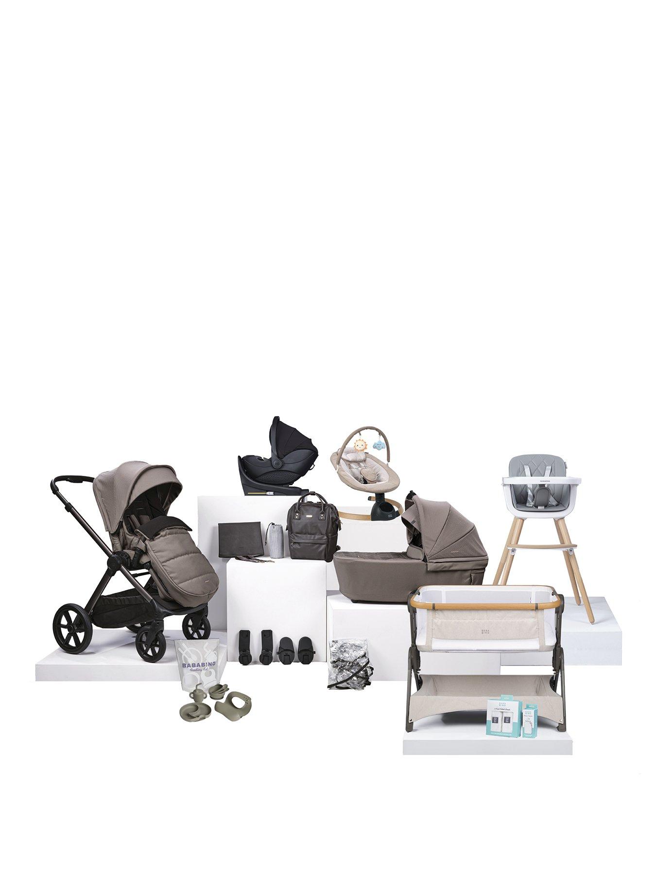 BabaBing! 18 Piece Raffi MKII Travel, Home  &  Feeding Bundle with Spin Car Seat  &  Isofix base - Mink