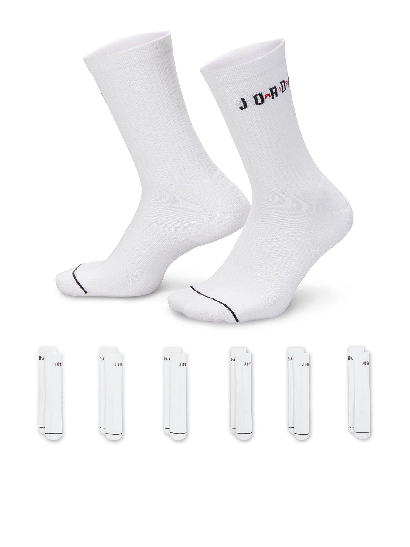 Image 1 of 4 of Jordan Nike Unisex Everyday Crew Socks 6 Pack - White