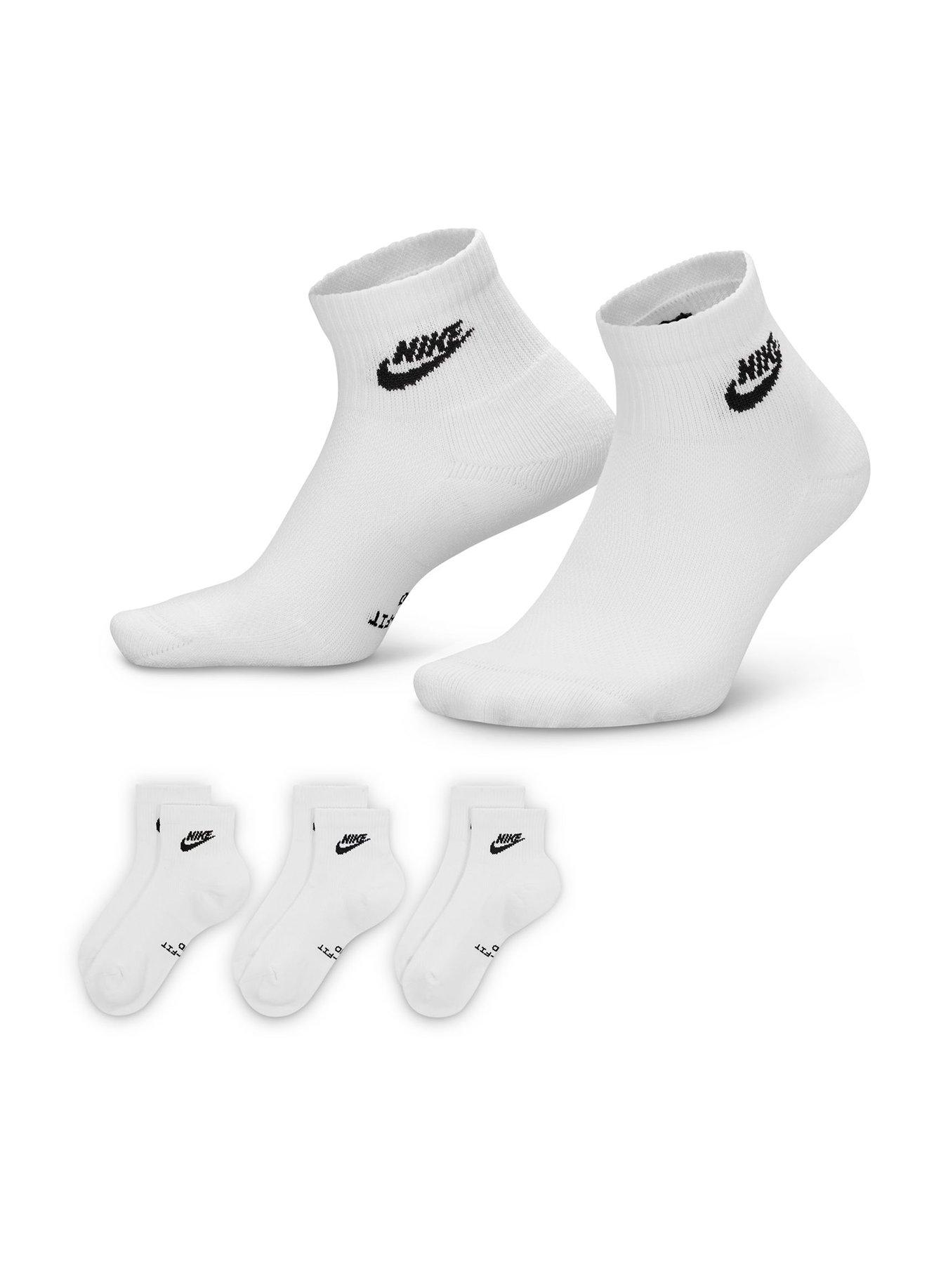Nike Unisex Everyday Elevated Futura Ankle Socks 3 Pack - White/Black