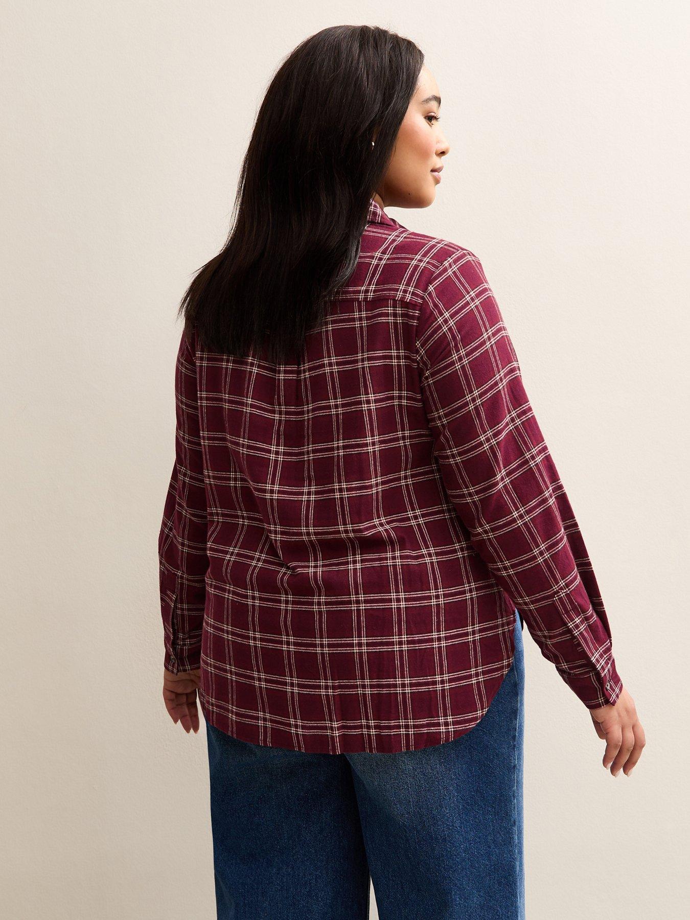 Image 2 of 5 of New Look Curves Checked Long Sleeve Shirt - Red