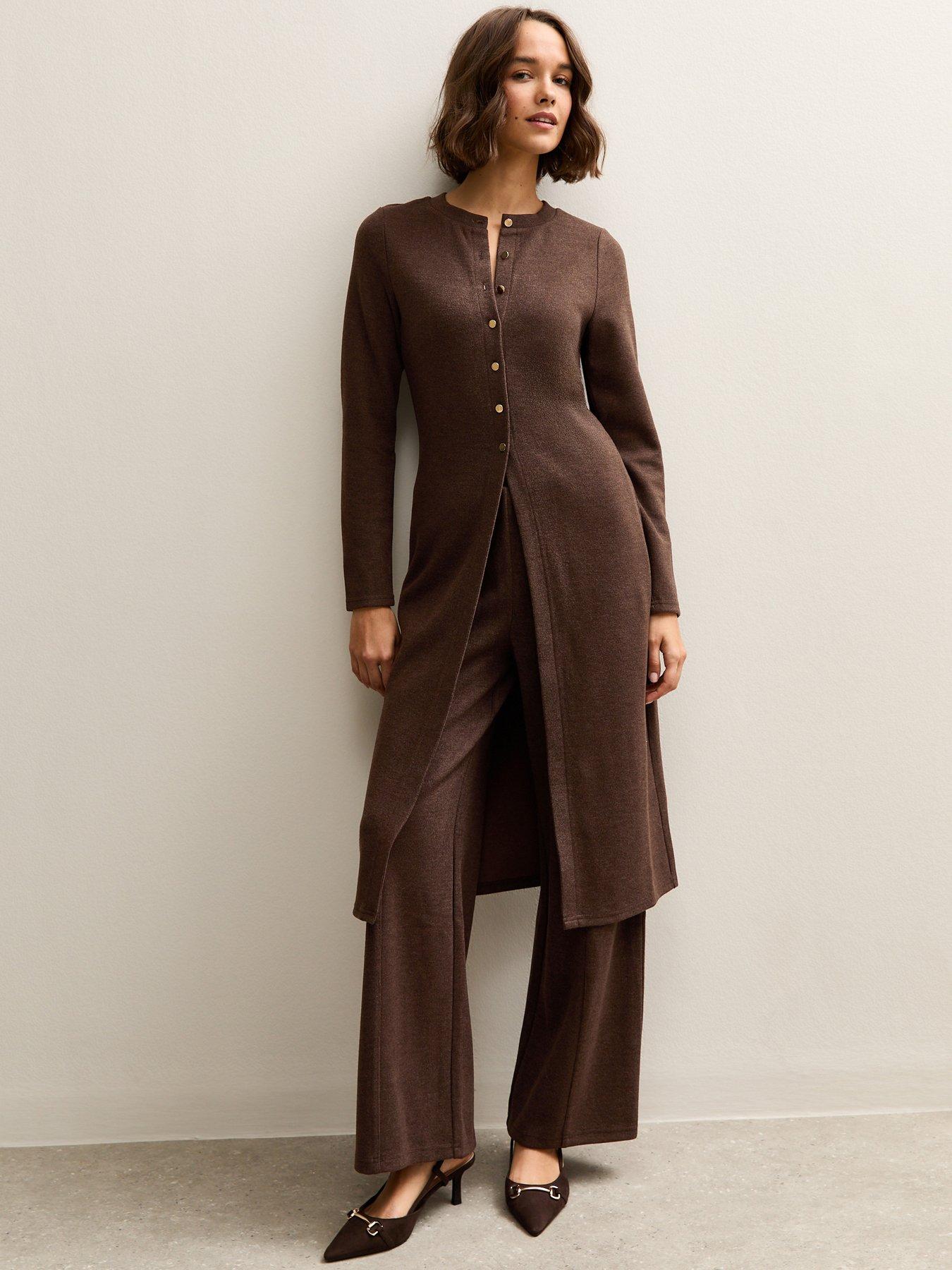 new-look-dark-brown-soft-touch-longline-cardigan
