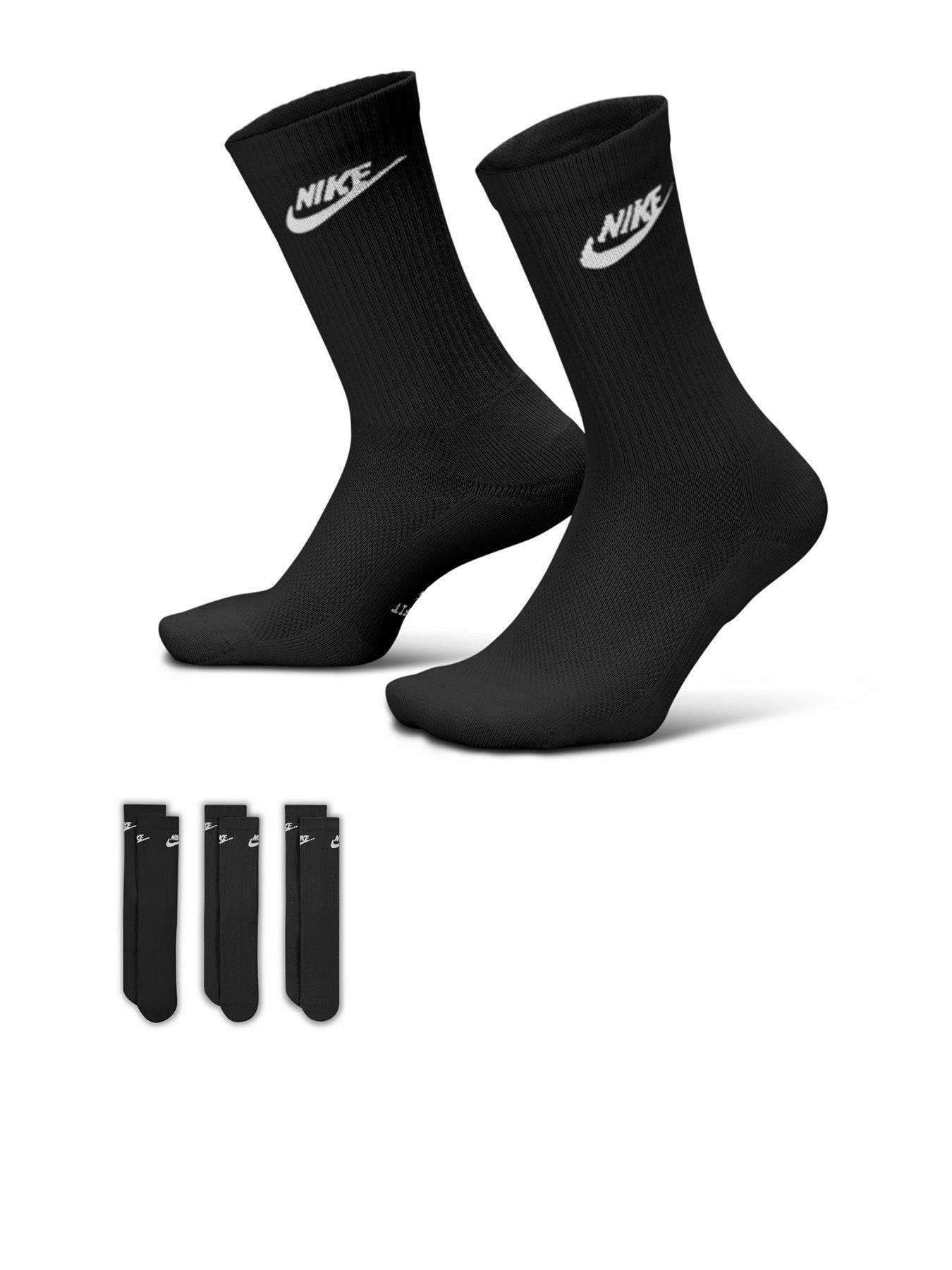 Image 1 of 4 of Nike Unisex Everyday Elevated Futura Crew Socks 3 Pack - Black/White