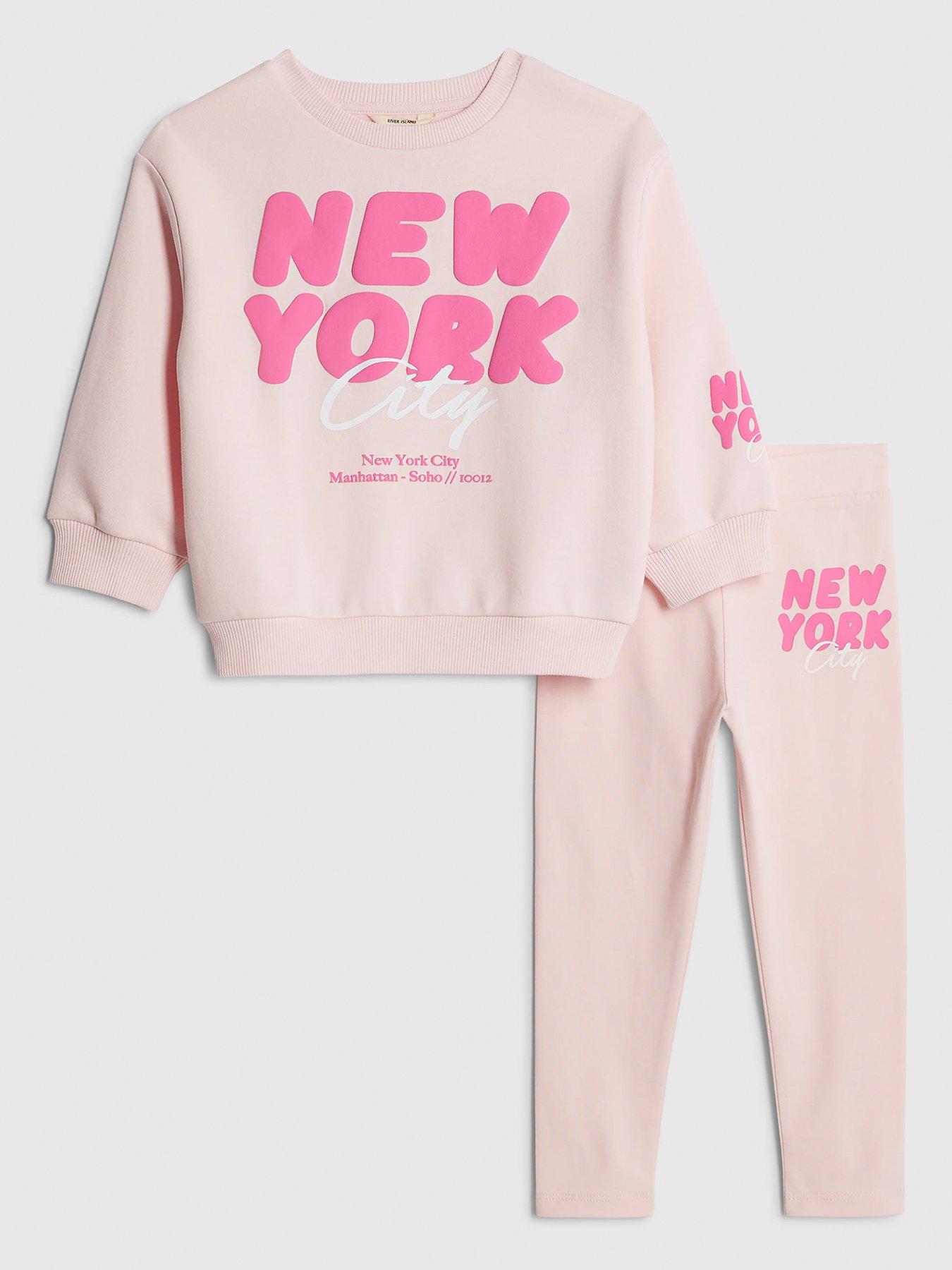 River Island Mini Girls New York Sweatshirt Set - Pink