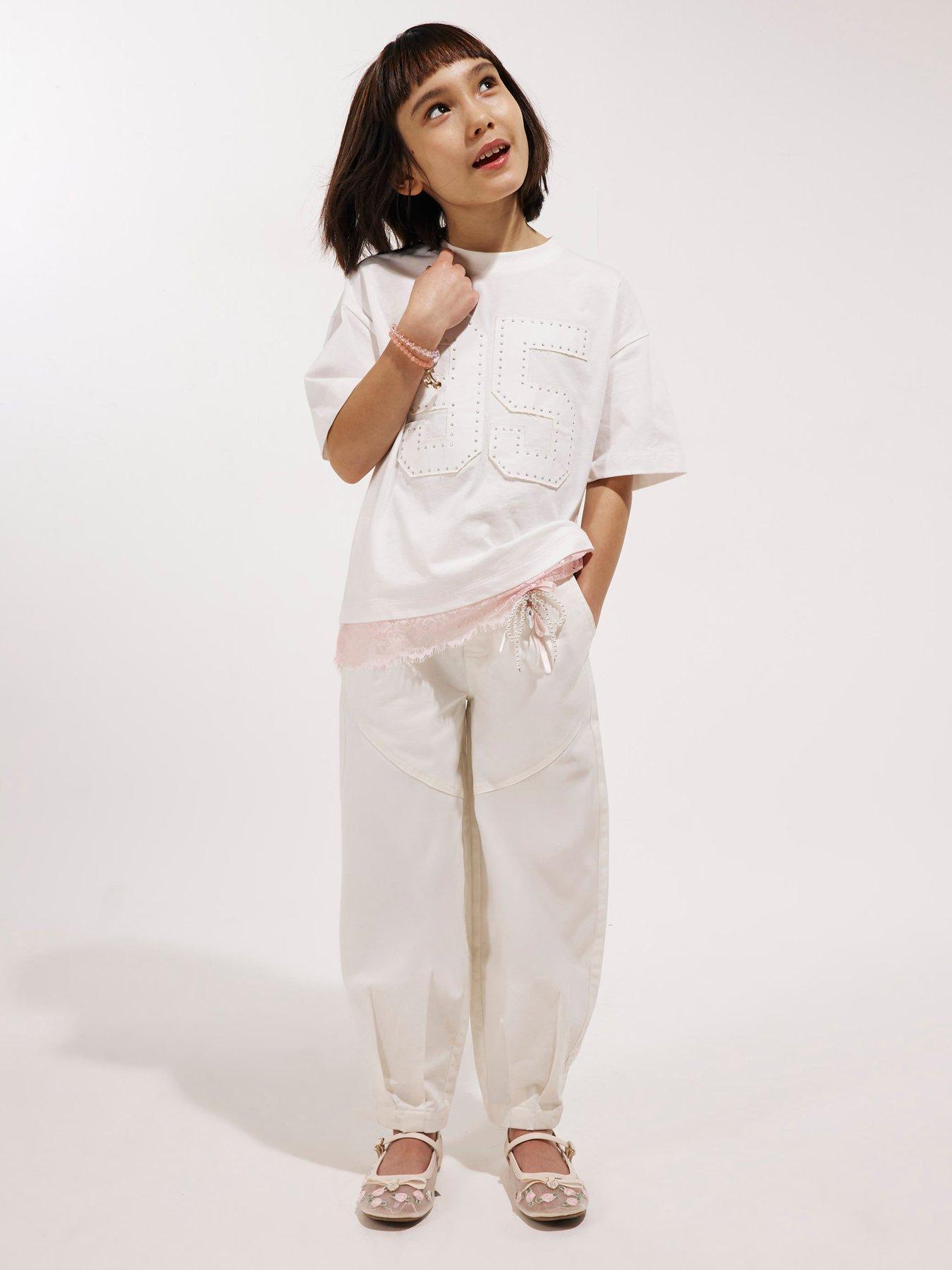 River Island Older Girls Twill Keyring Cargo Trousers - Cream
