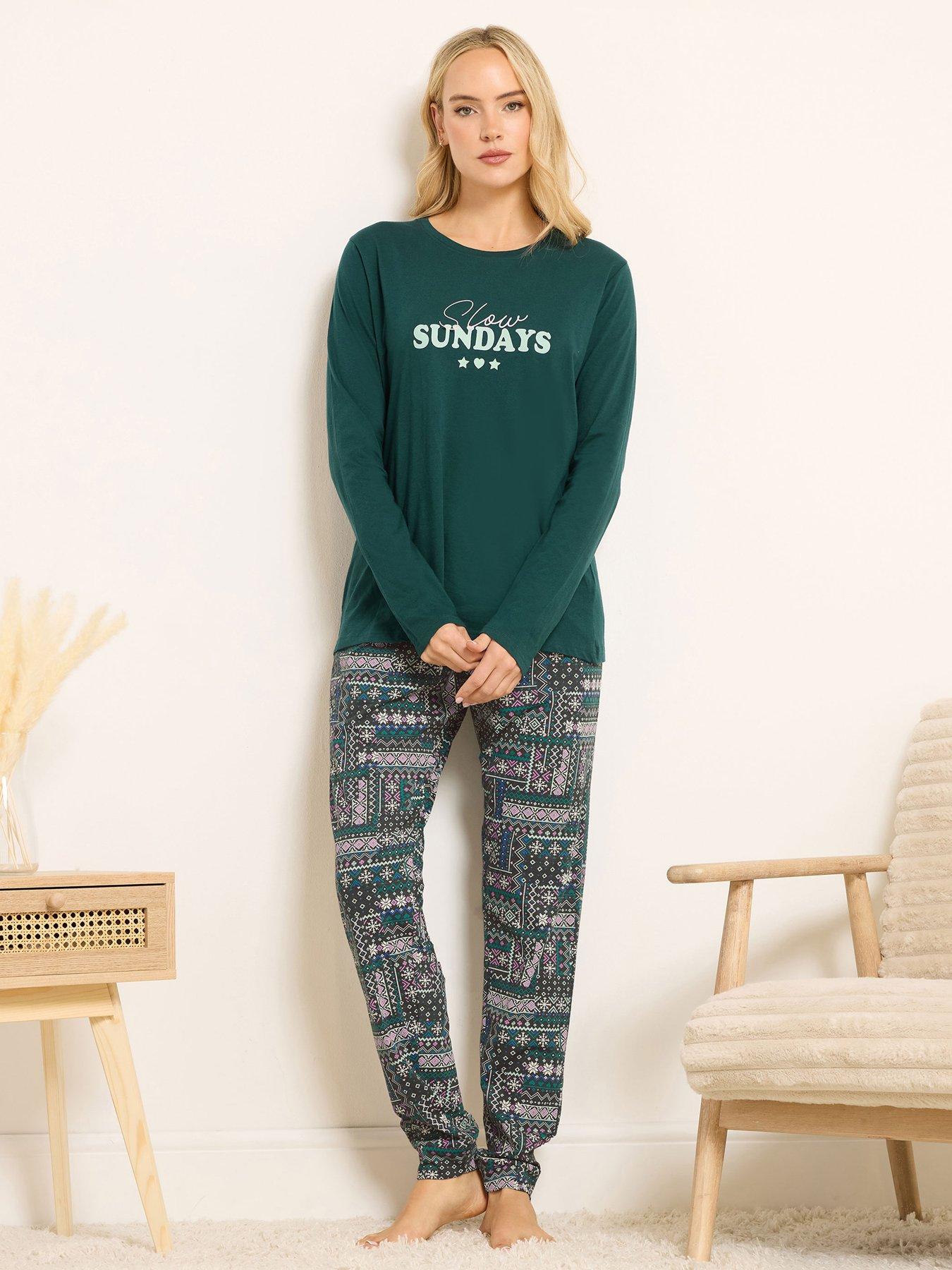  image of long-tall-sally-sunday-fairisle-pyjama-set-green