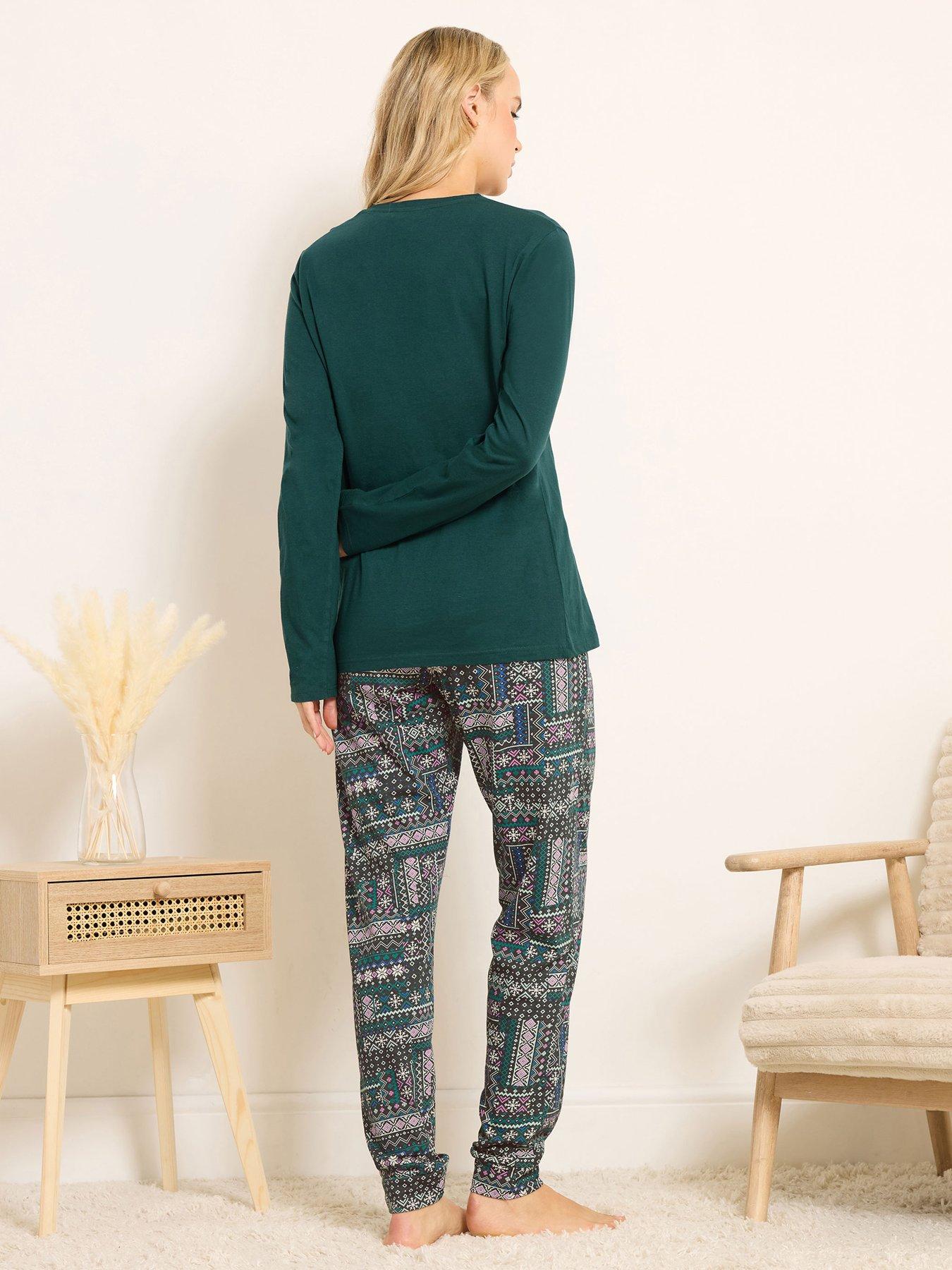  image of long-tall-sally-sunday-fairisle-pyjama-set-green