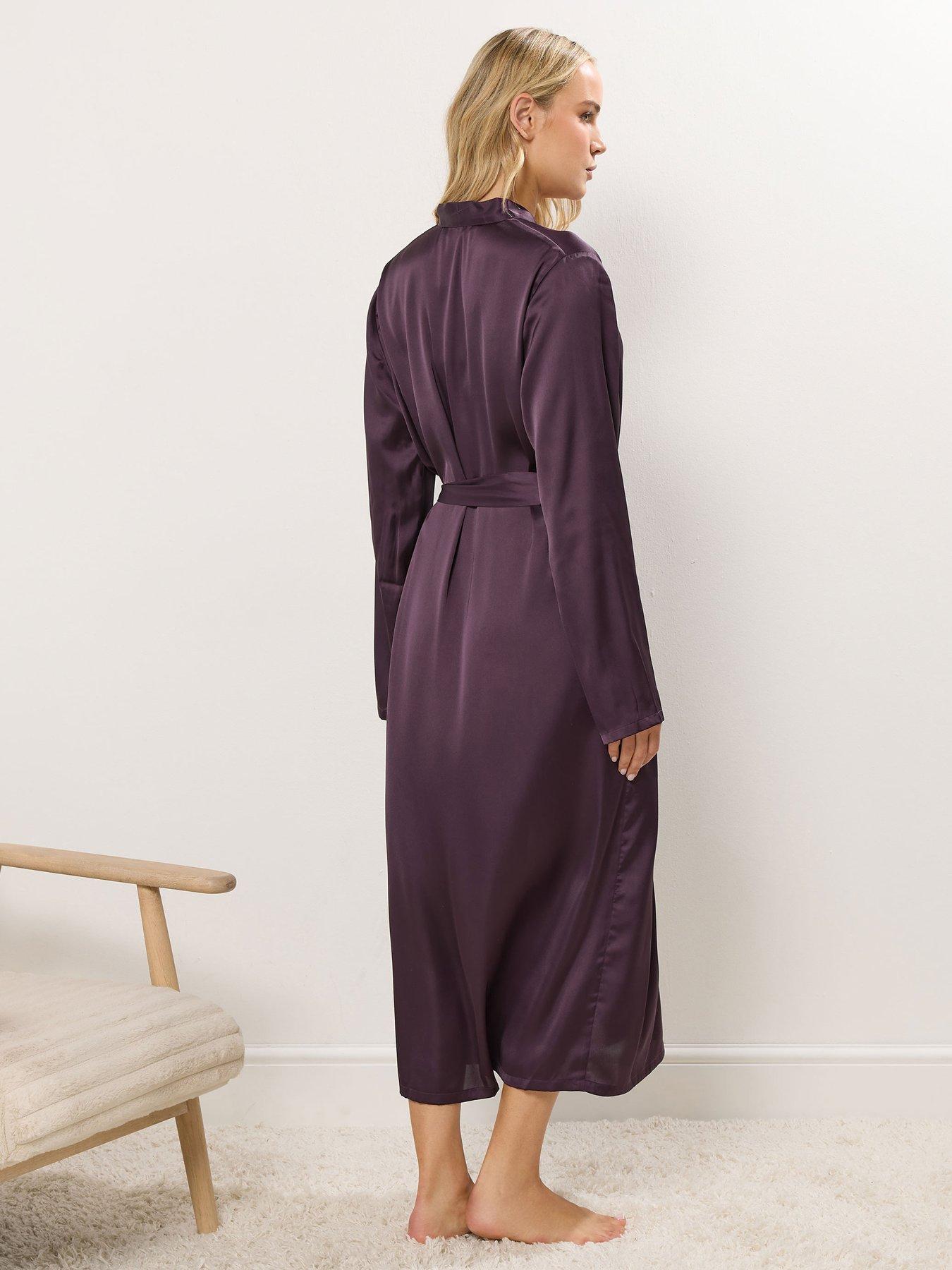 Image 2 of 4 of Long Tall Sally Maxi Satin Robe - Red