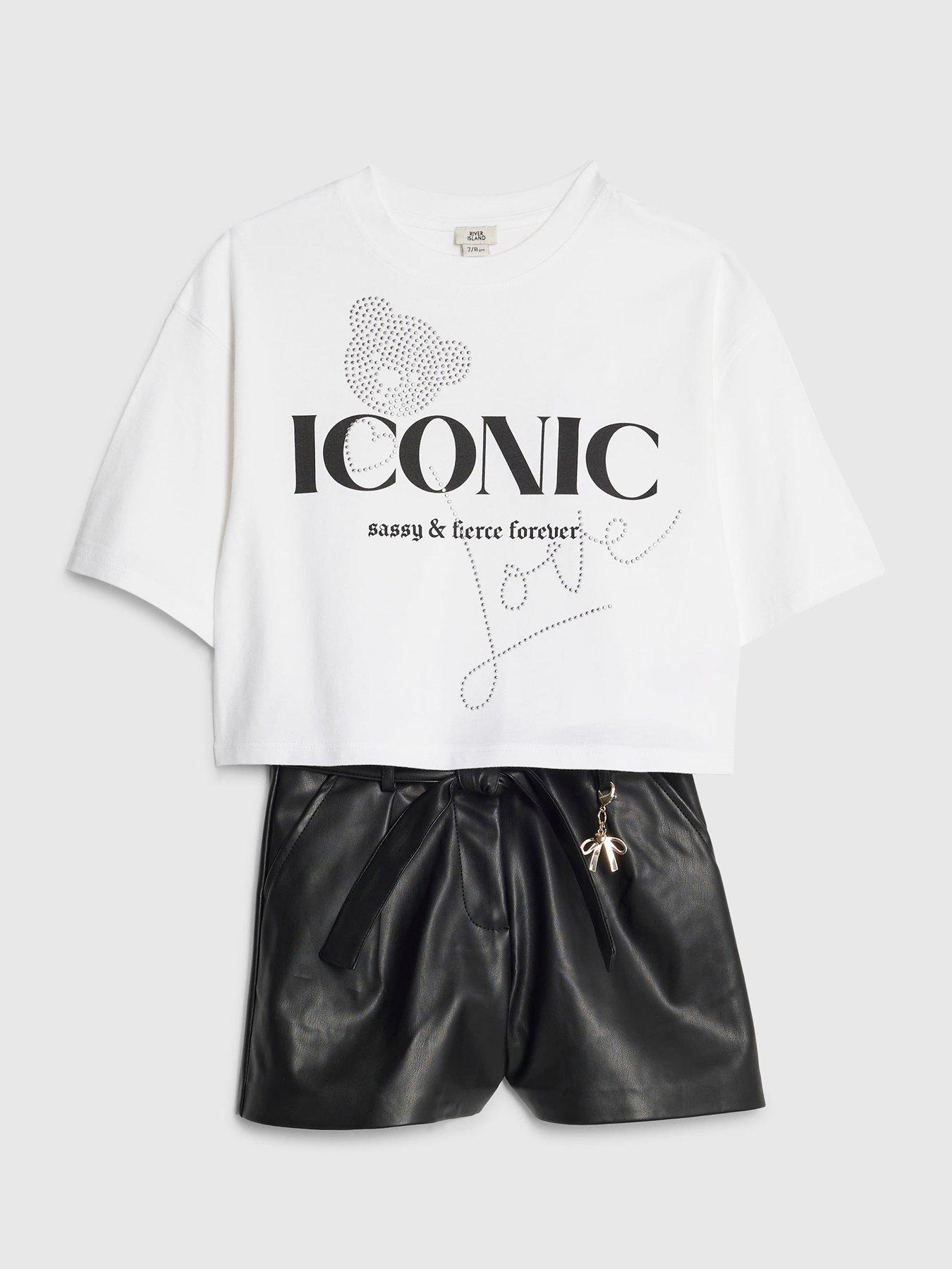 Image 3 of 5 of River Island Older Girls Iconic T-Shirt Set - White
