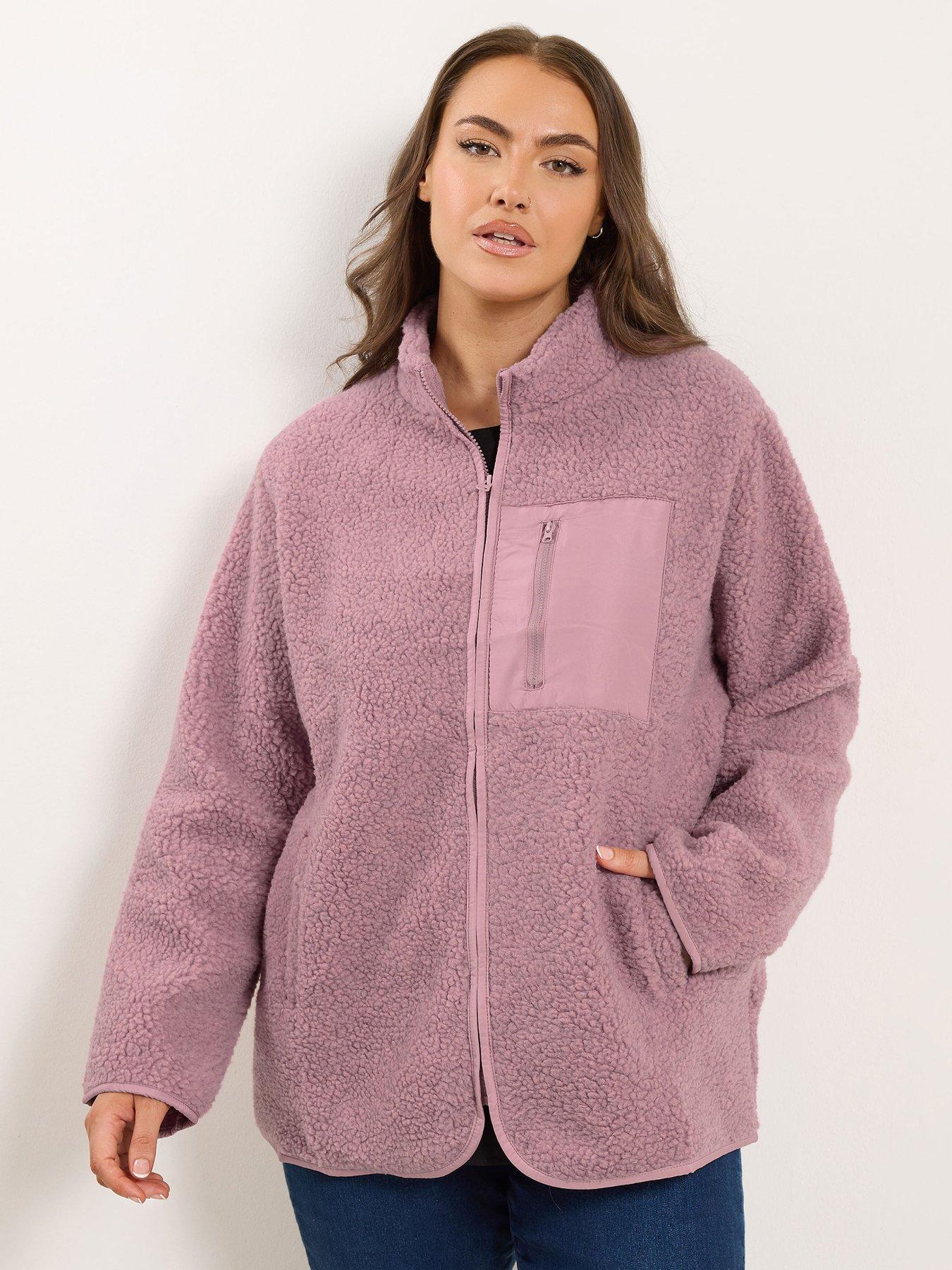Yours Curve Borg Nylon Pocket Fleece - Pink