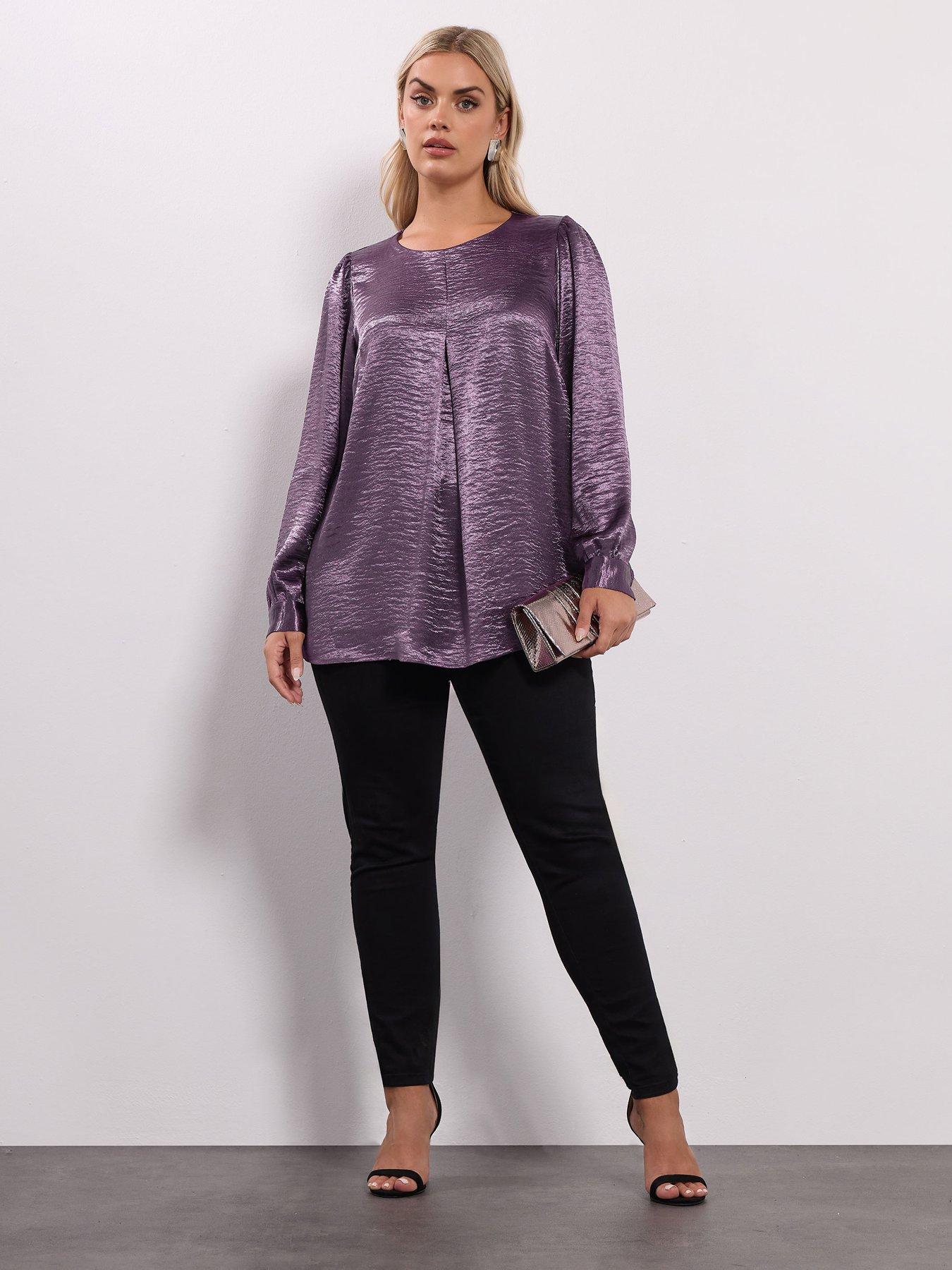 Image 3 of 4 of Yours Curve Insert Blouse - Purple