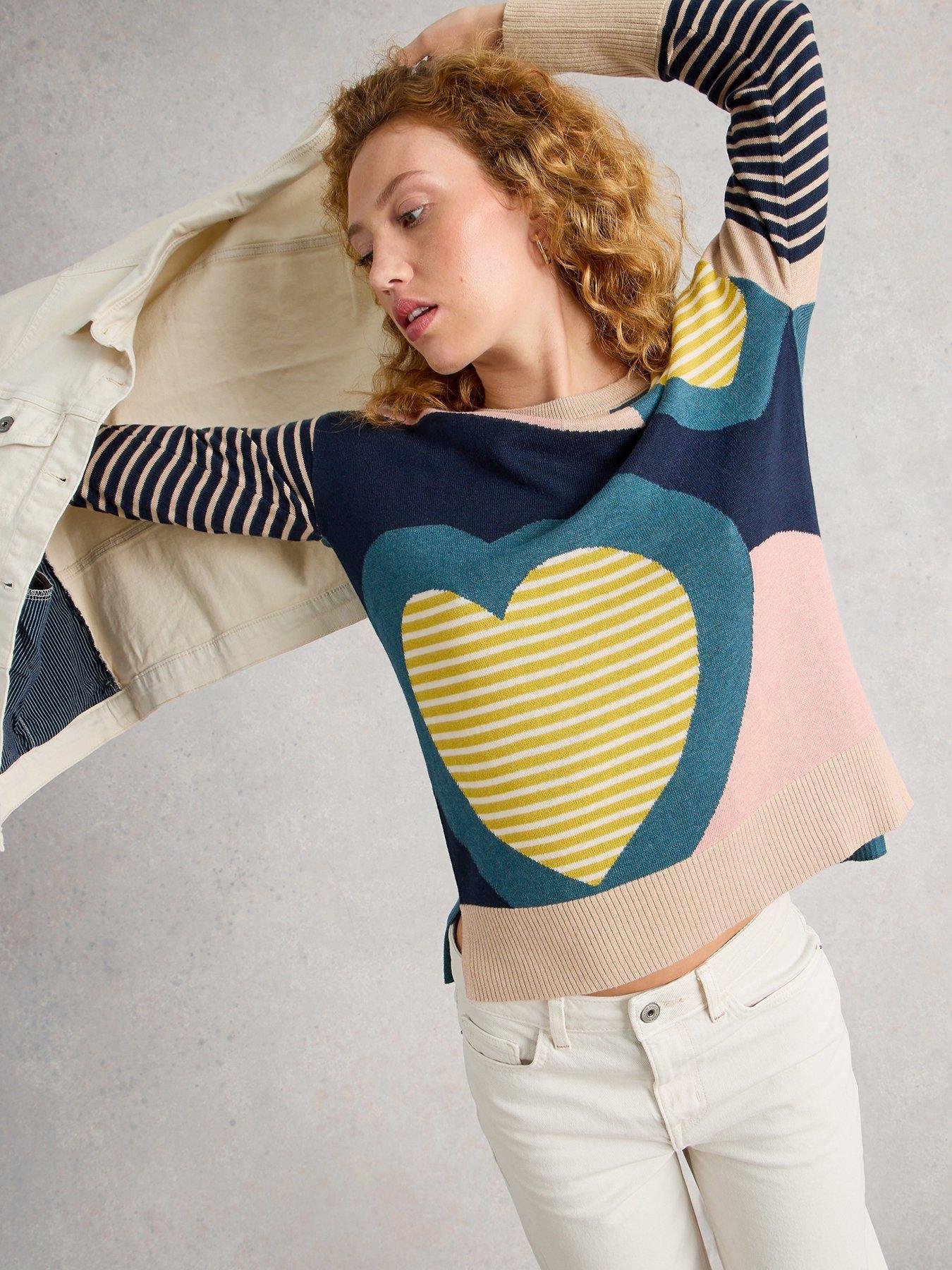 White Stuff Olive Heart Jumper - Pink