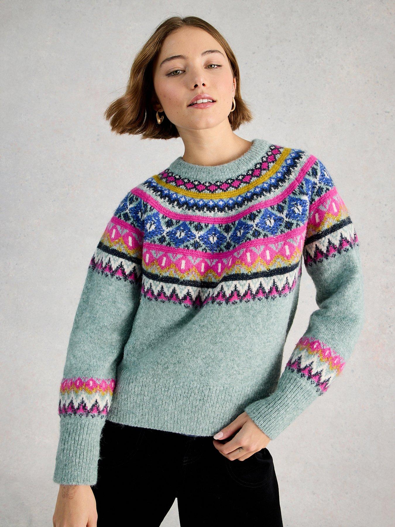  image of white-stuff-arctic-fairisle-jumper-green