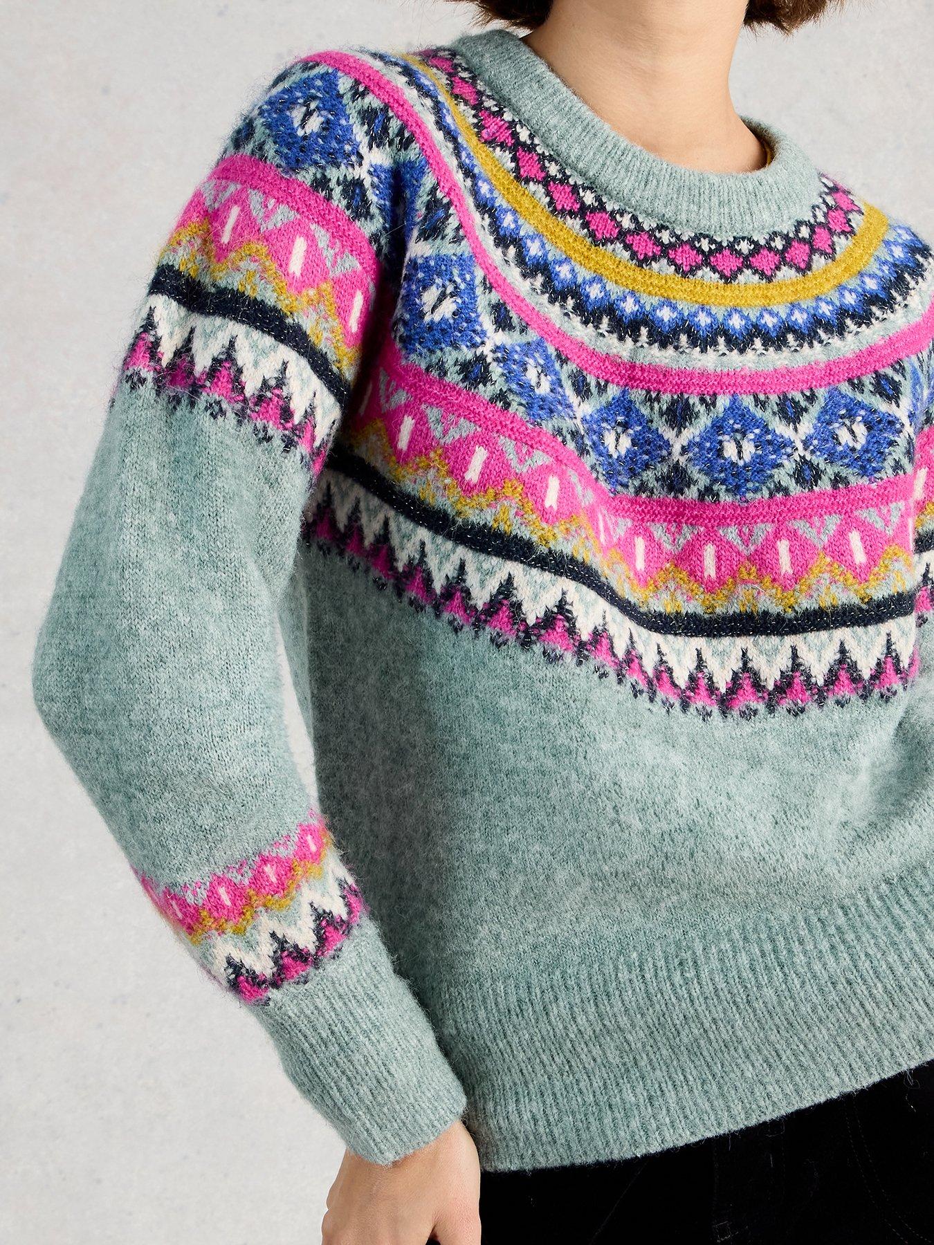  image of white-stuff-arctic-fairisle-jumper-green