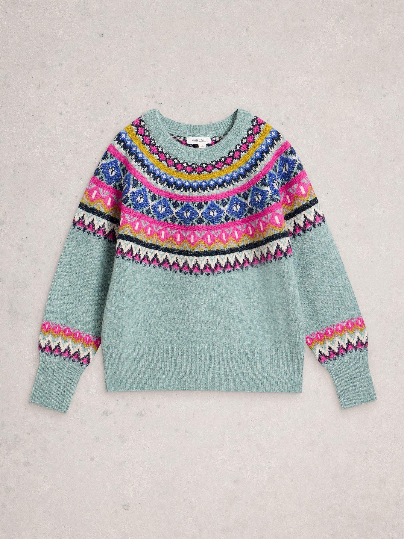  image of white-stuff-arctic-fairisle-jumper-green