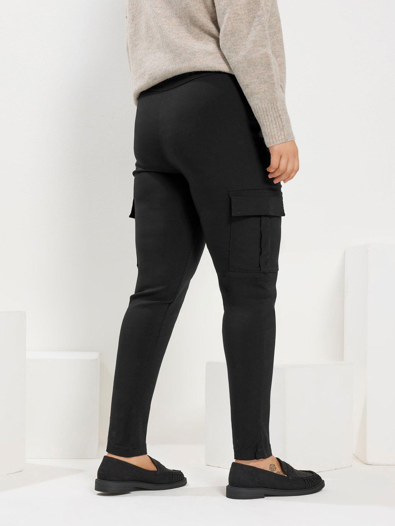  image of yours-curve-bengaline-cargo-tie-waist-trouser-black