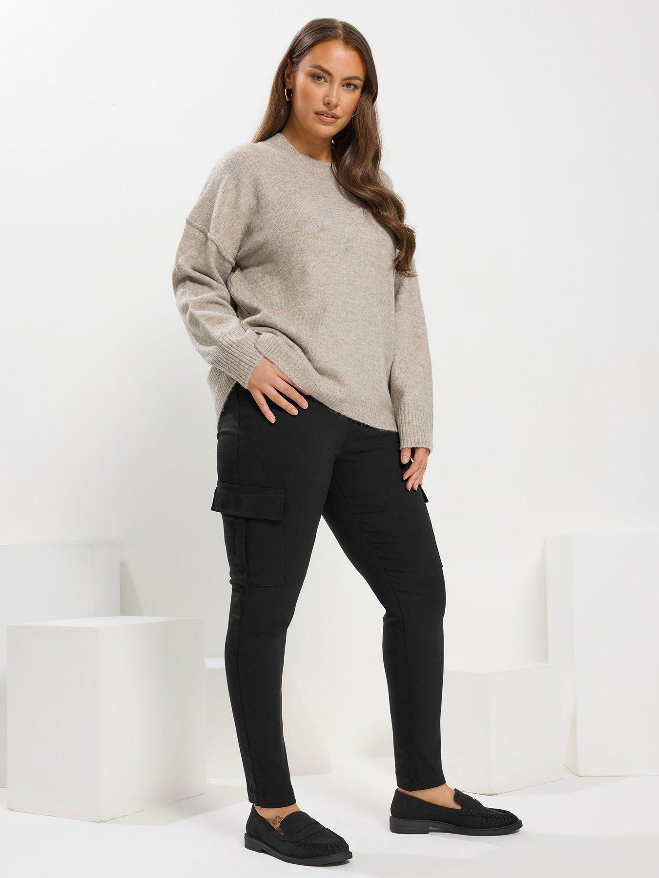  image of yours-curve-bengaline-cargo-tie-waist-trouser-black